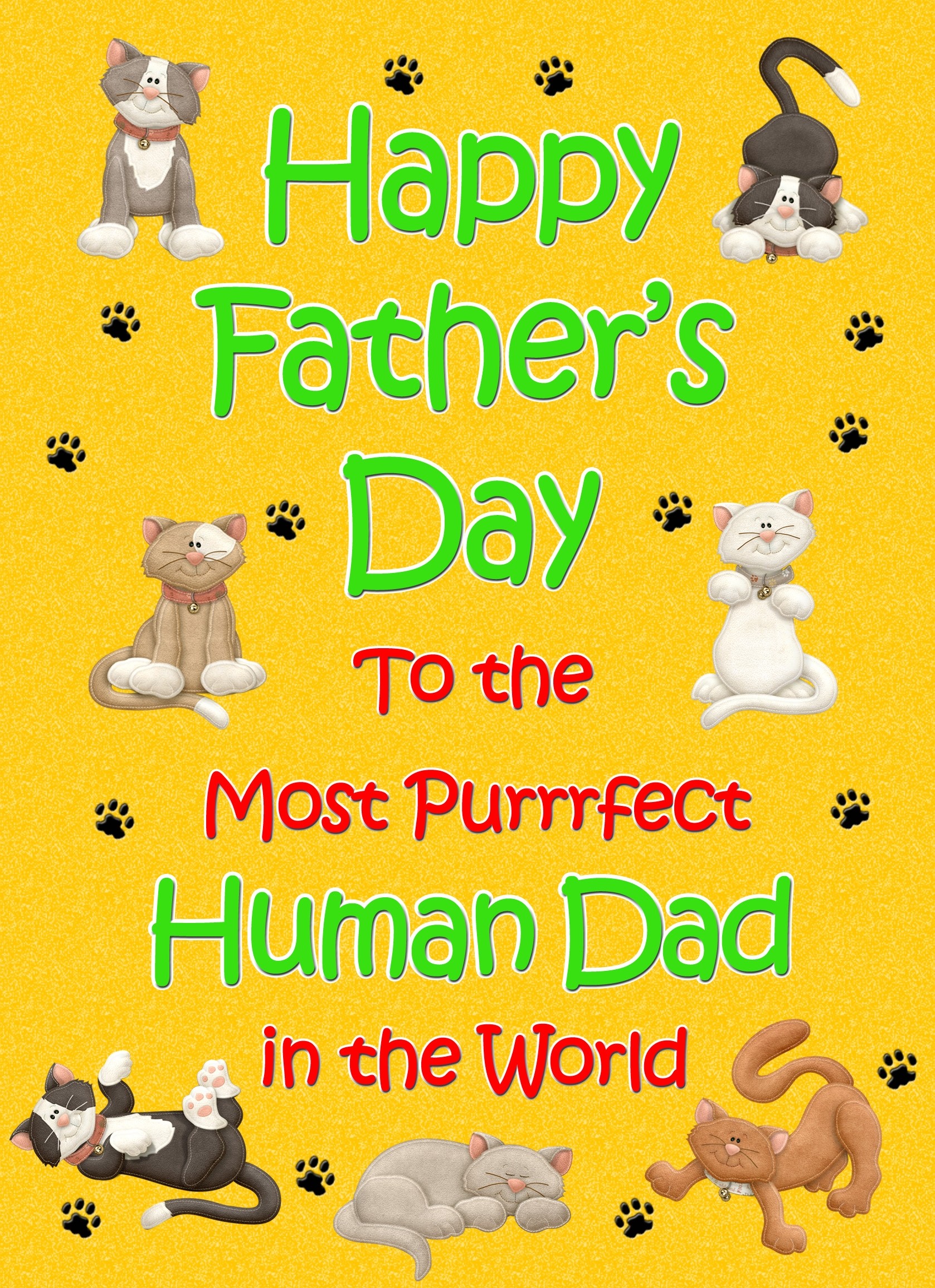 From The Cat Fathers Day Card (Yellow, Purrrfect Human Dad)