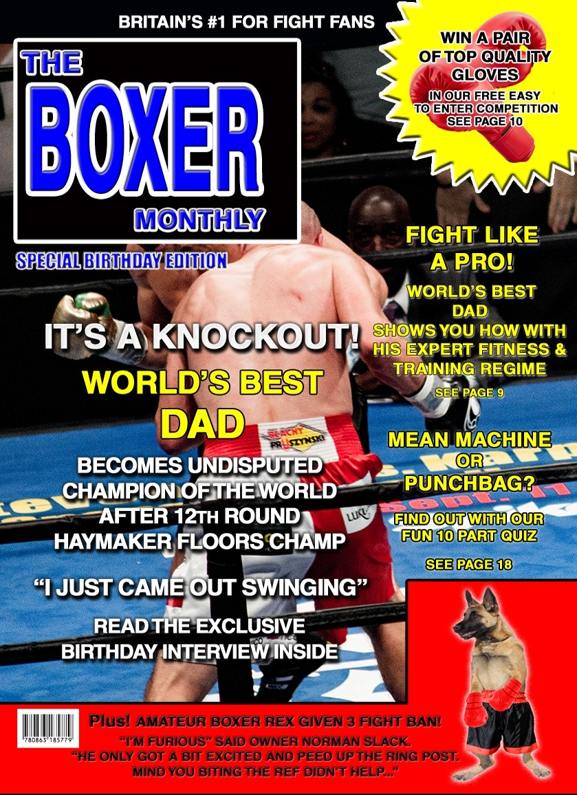 Boxer/Boxing Dad Birthday Card Magazine Spoof