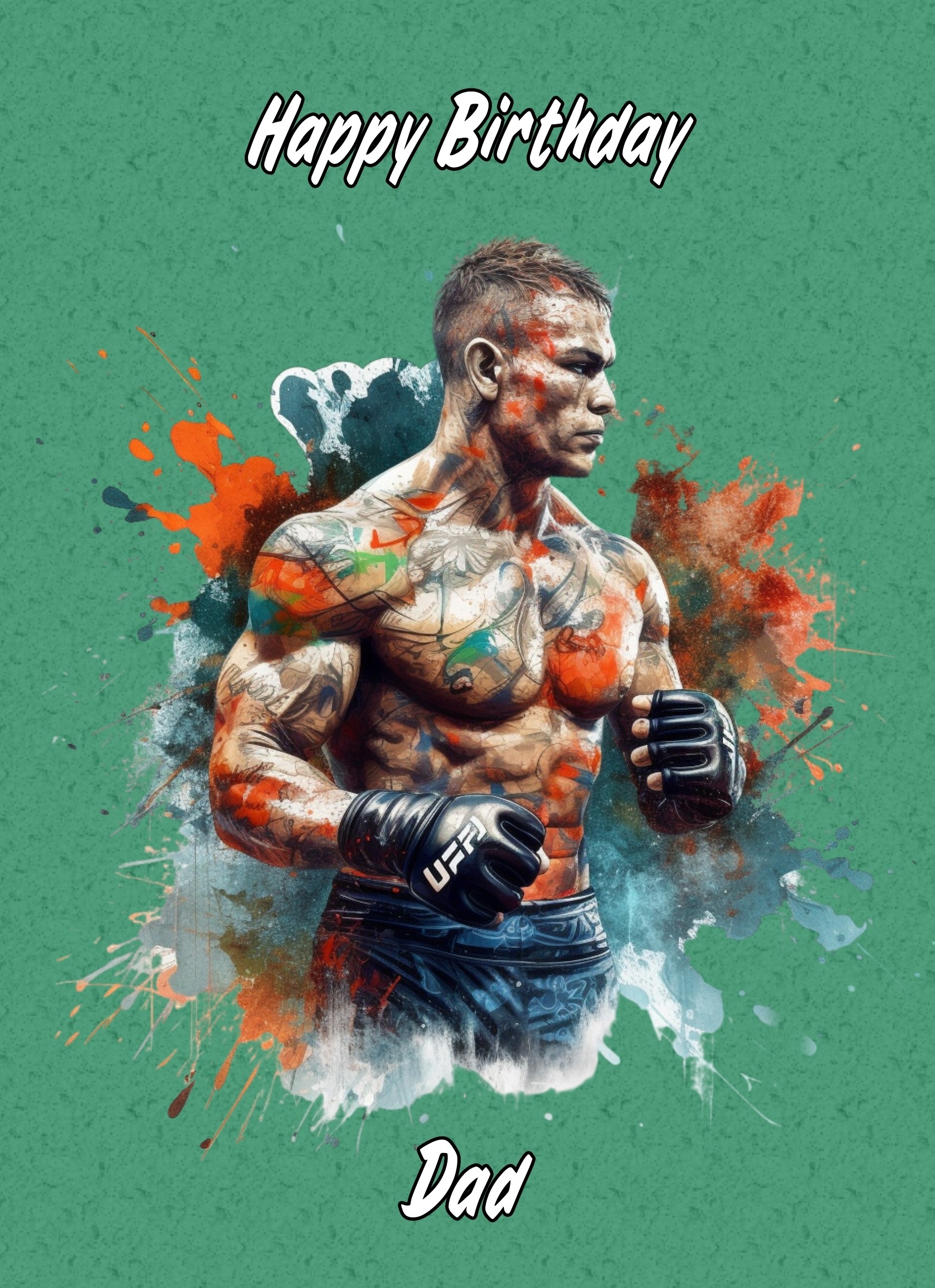 Mixed Martial Arts Birthday Card for Dad (MMA, Design 2)