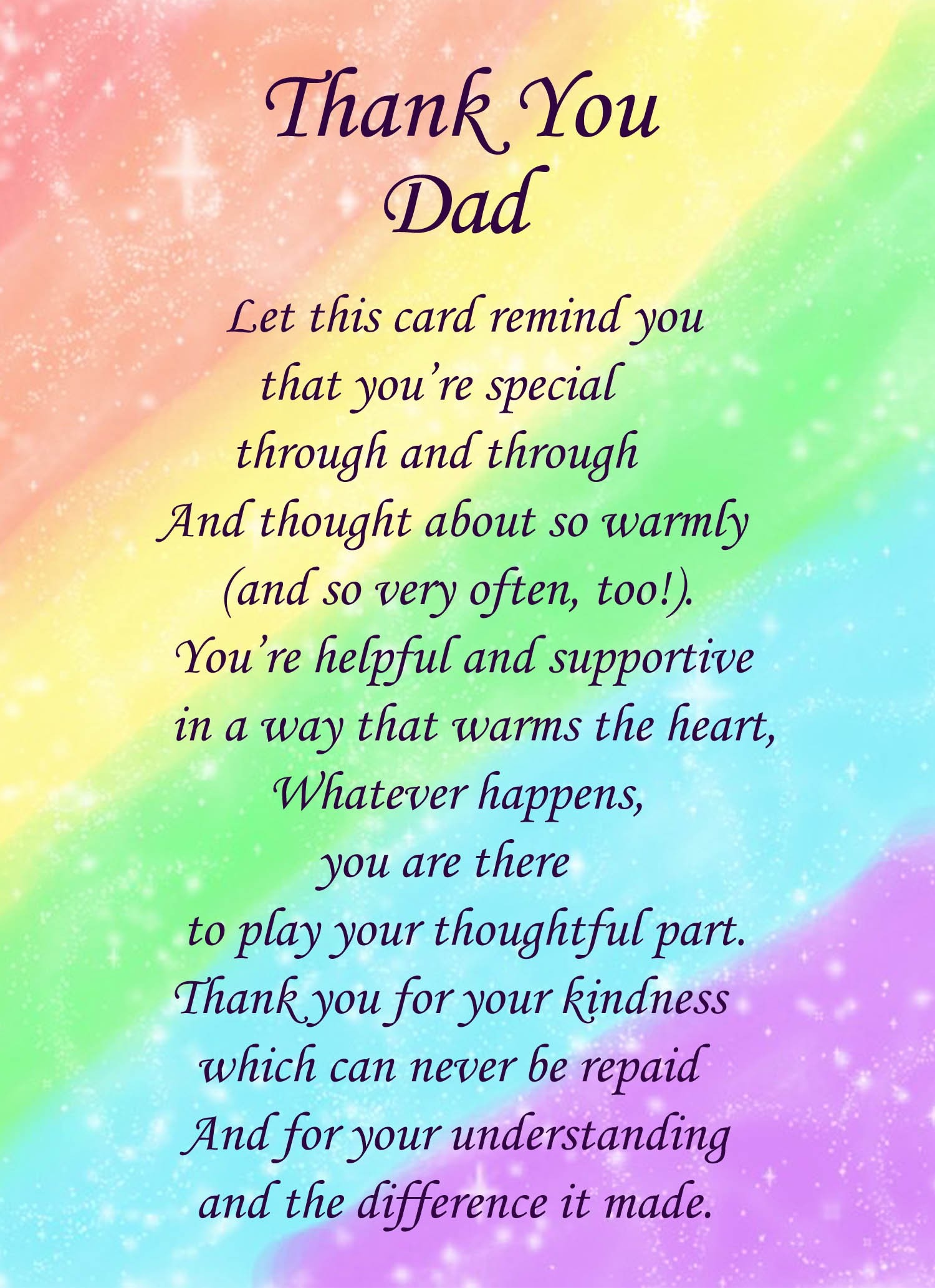 Thank You 'Dad' Poem Verse Greeting Card