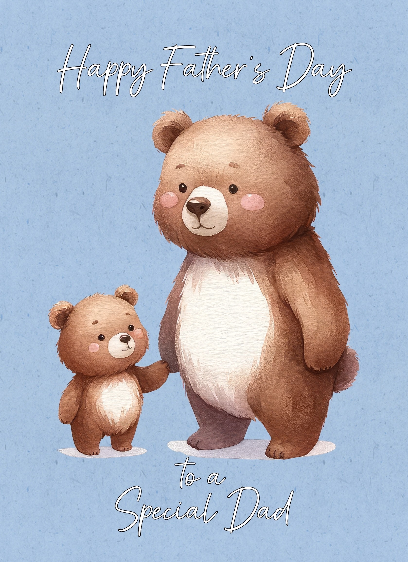 Father and Child Bear Art Fathers Day Card For Dad (Design 3)