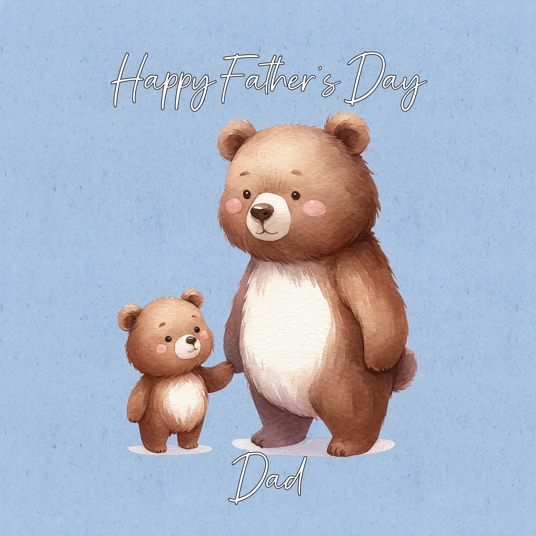Father and Child Bear Art Square Fathers Day Card For Dad (Design 3)