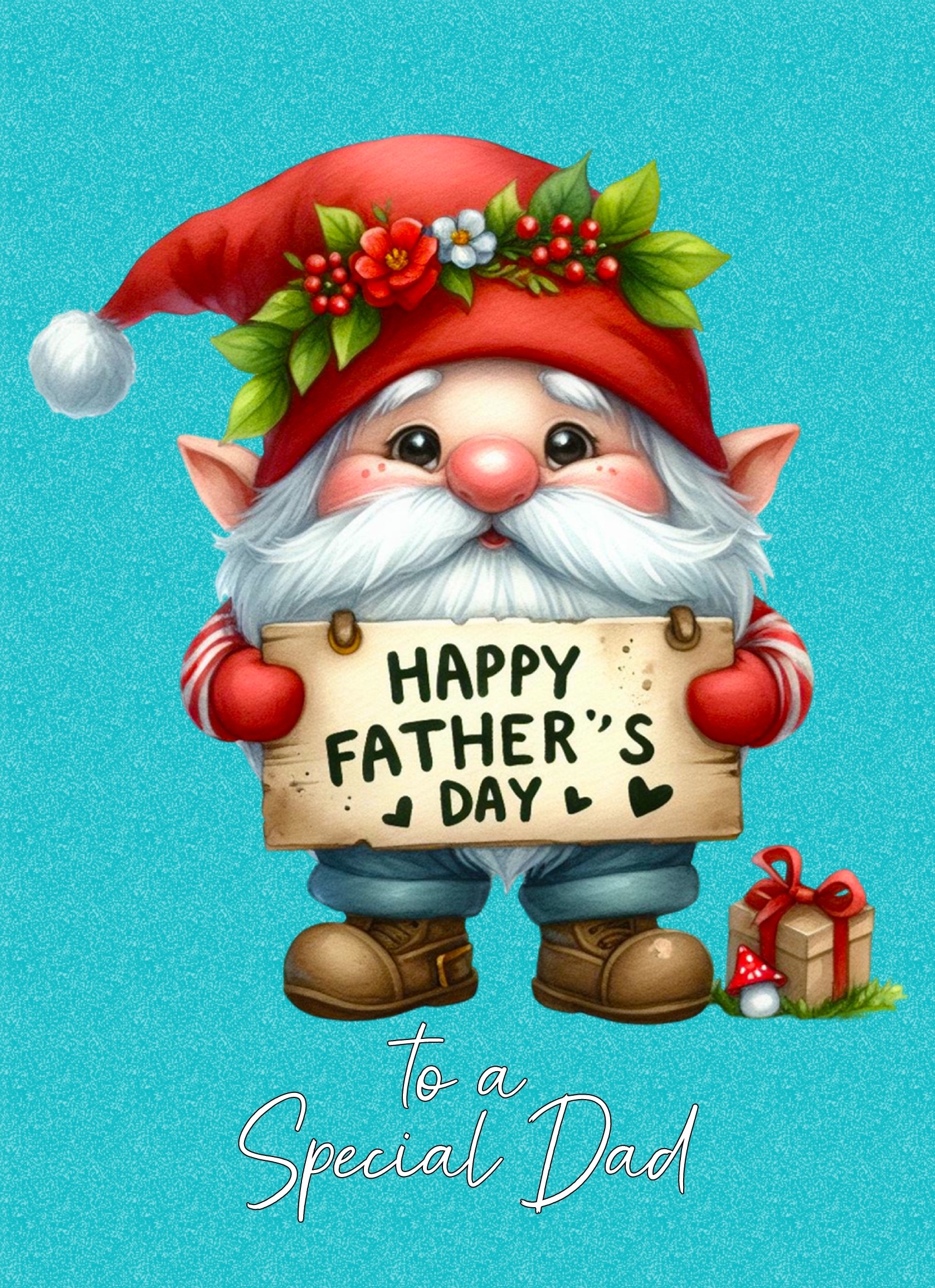 Gnome Funny Art Fathers Day Card For Dad (Design 3)