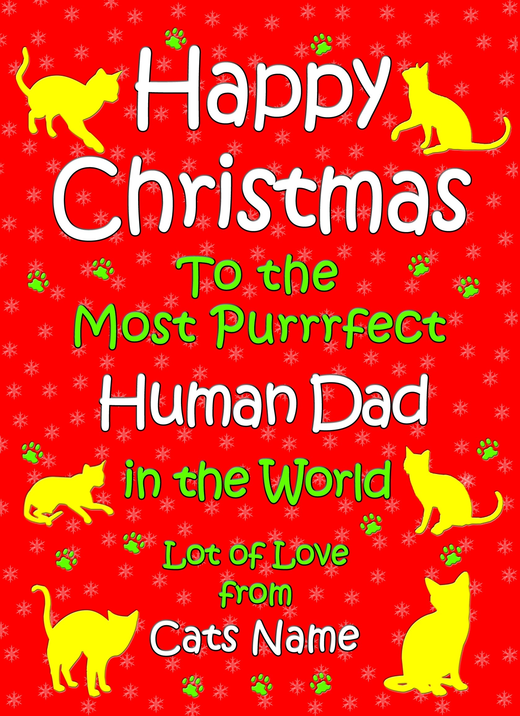 Personalised From The Cat Christmas Card (Human Dad, Red)