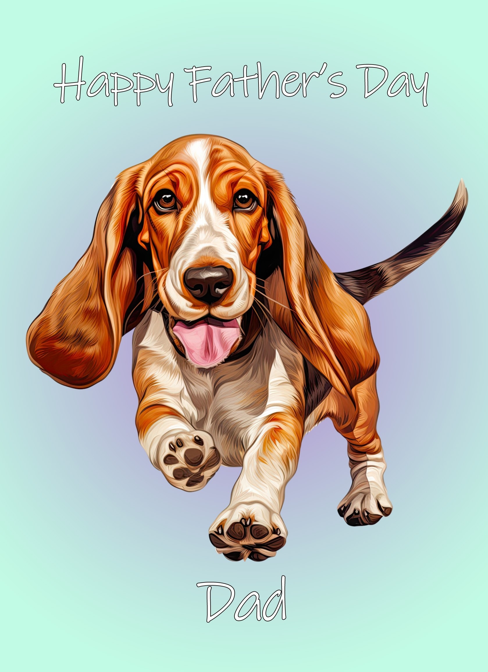 Basset Hound Dog Fathers Day Card For Dad