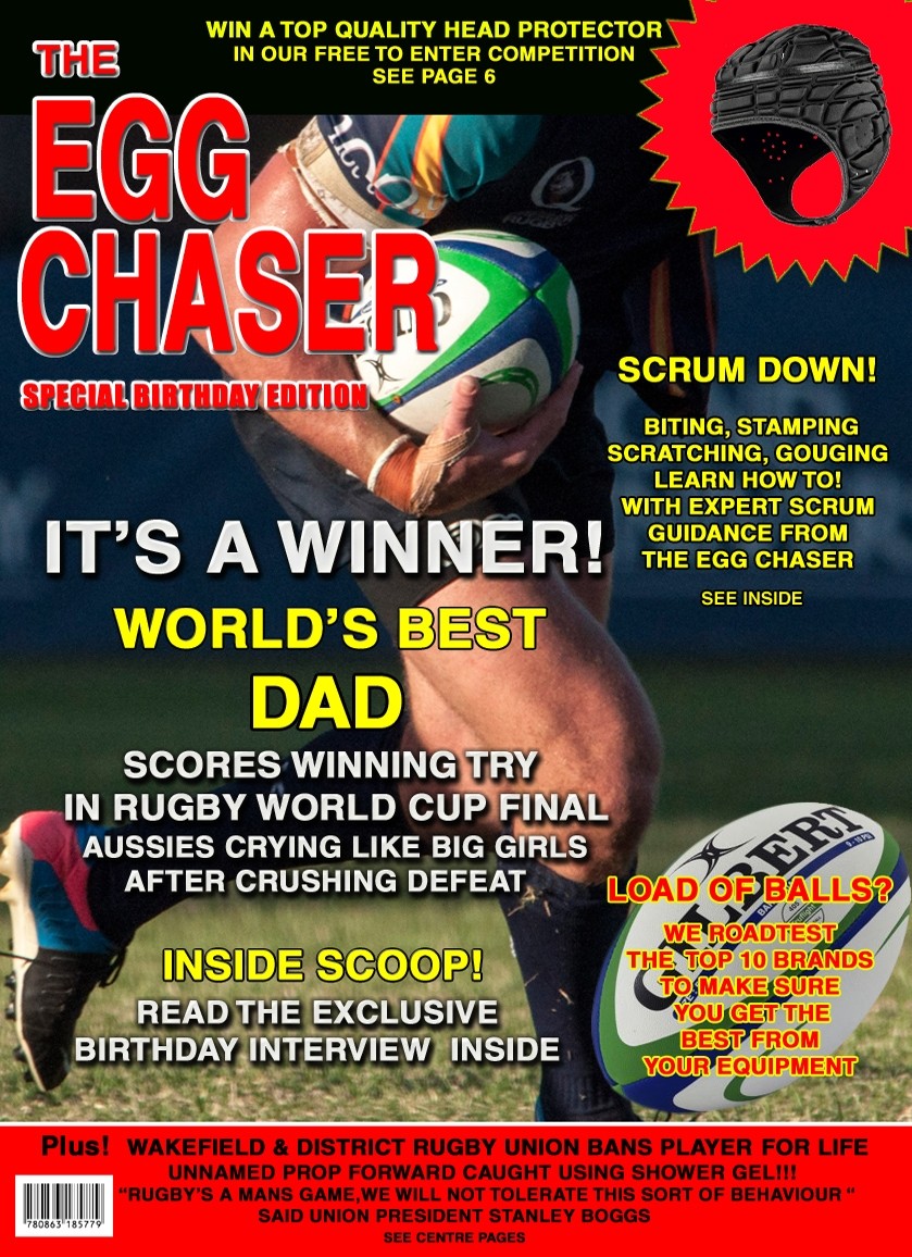 Rugby Dad Birthday Card Magazine Spoof