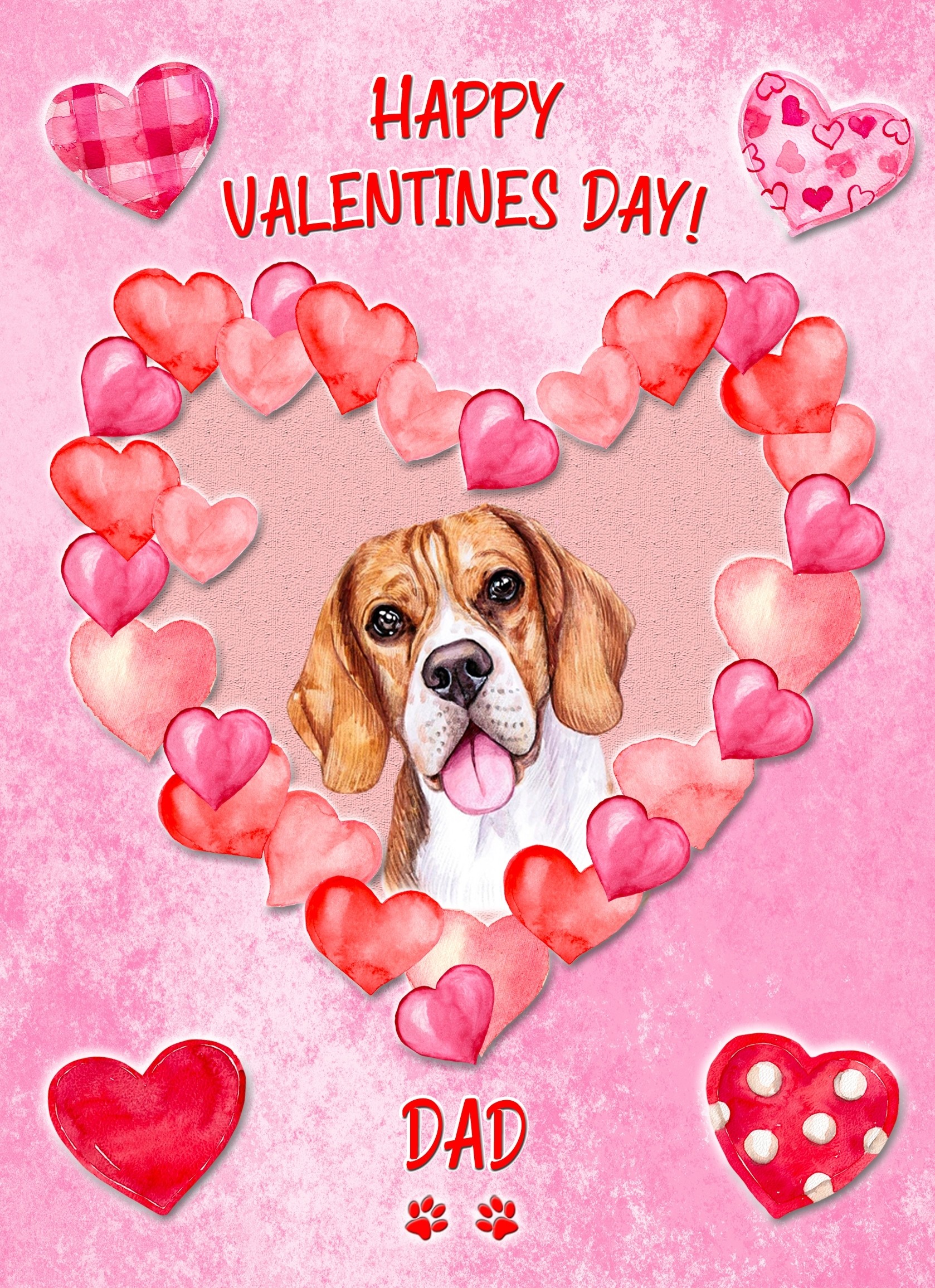 Beagle Dog Valentines Day Card (Happy Valentines, Dad)