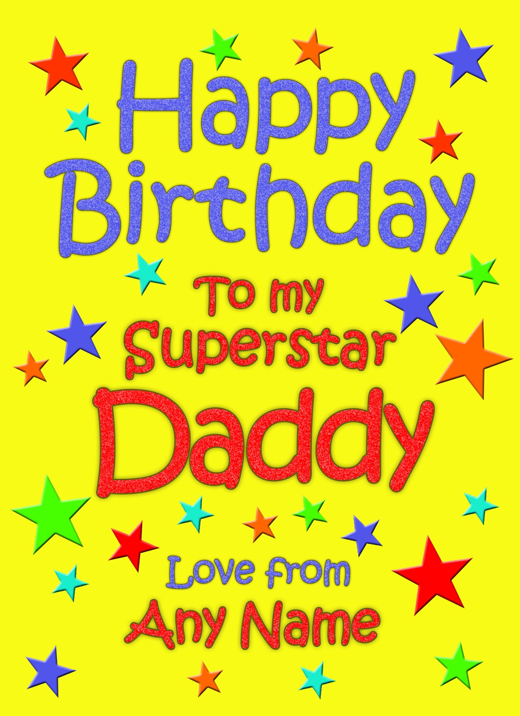 Personalised Daddy Birthday Card (Yellow)