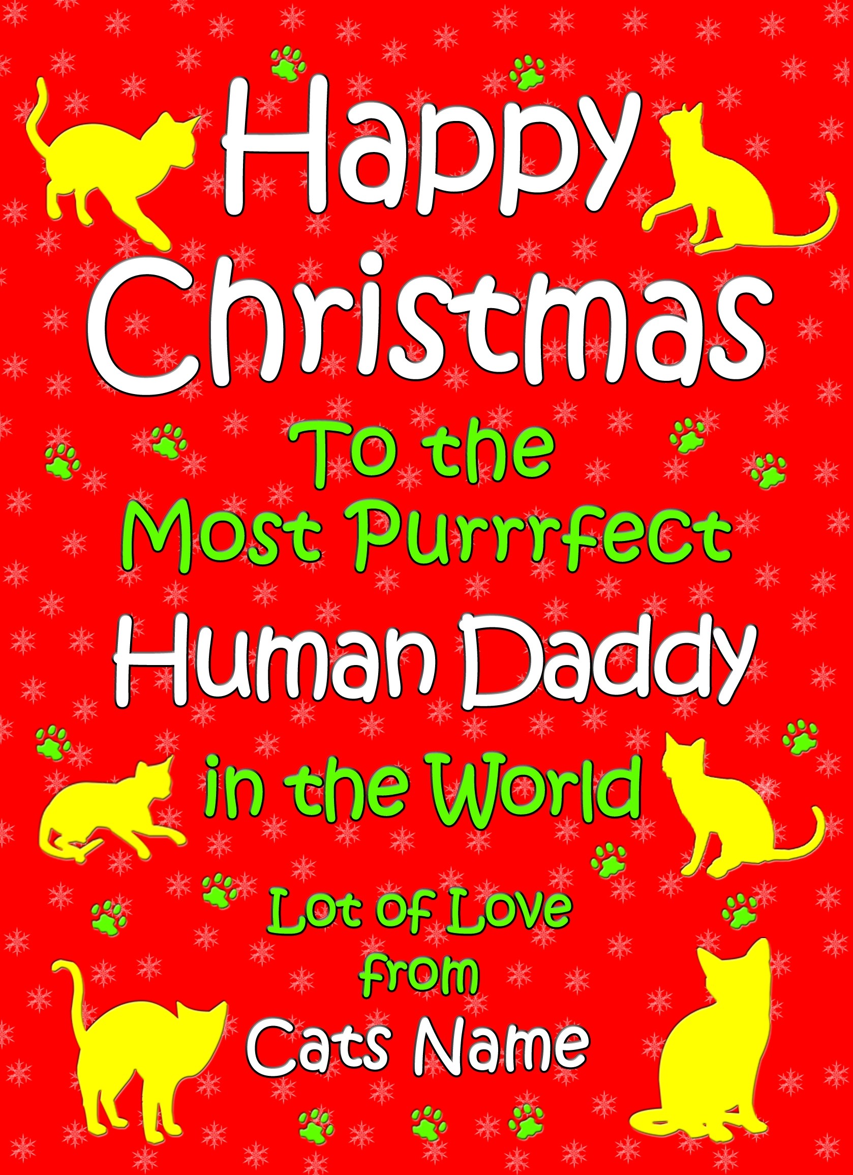 Personalised From The Cat Christmas Card (Human Daddy, Red)
