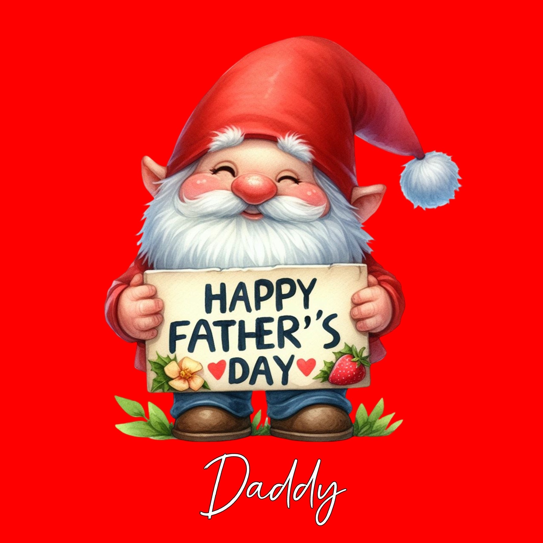 Gnome Funny Art Square Fathers Day Card For Daddy (Design 2)