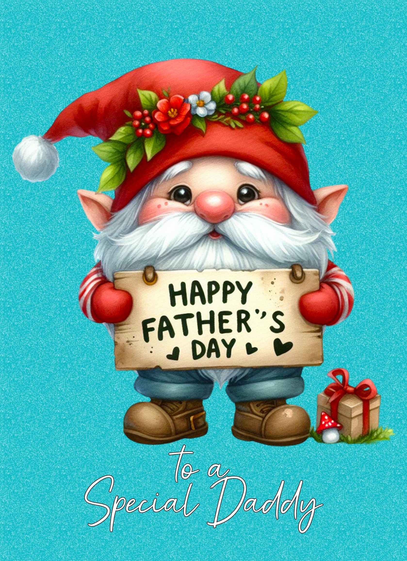 Gnome Funny Art Fathers Day Card For Daddy (Design 3)