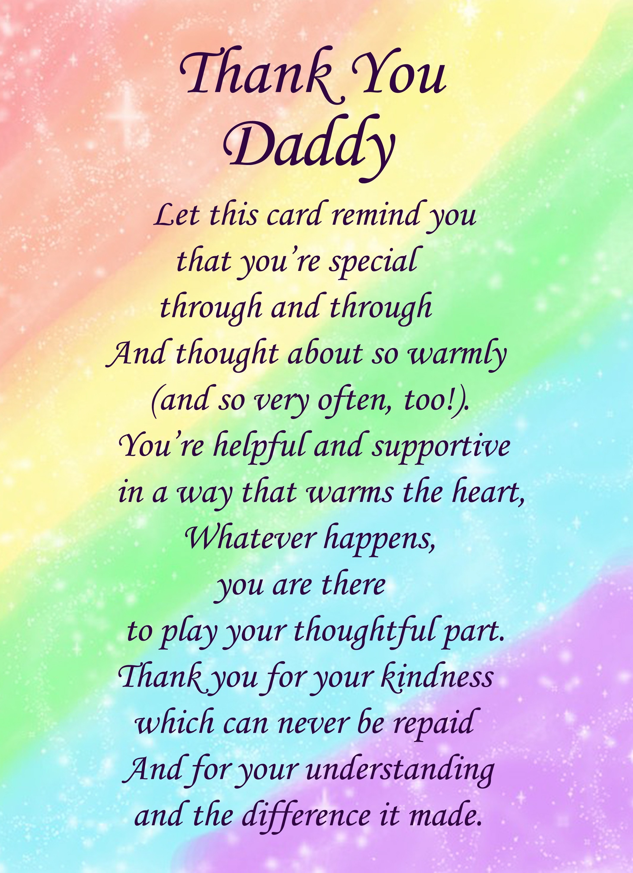 Thank You 'Daddy' Poem Verse Greeting Card