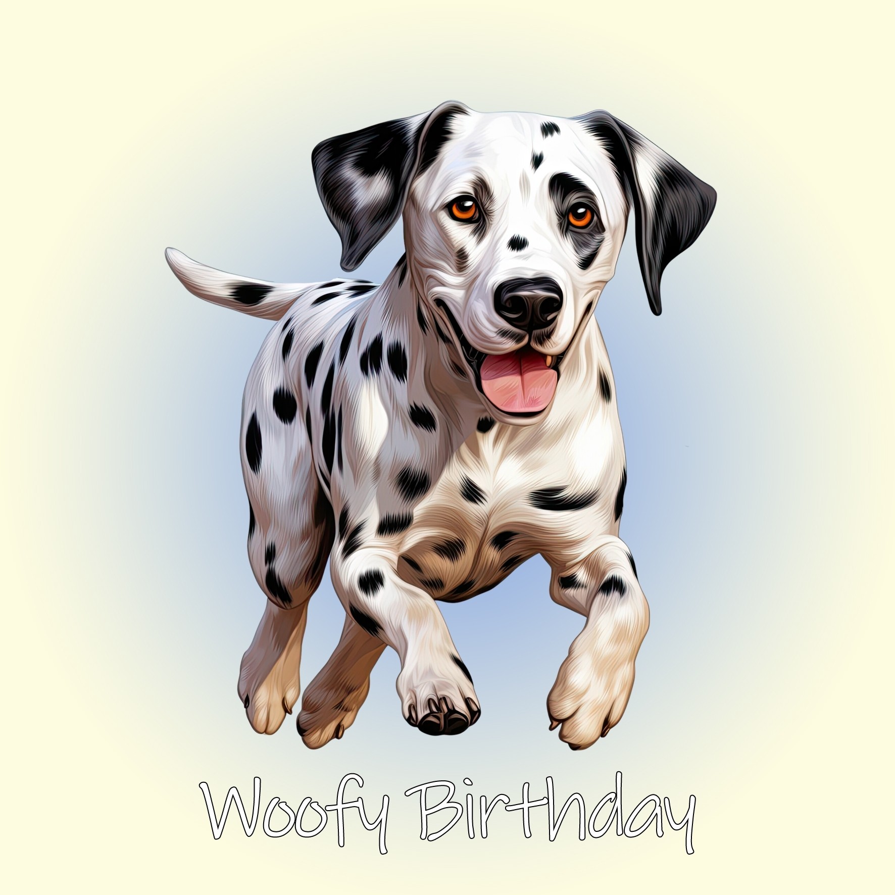 Dalmatian Dog Birthday Square Card (Running Art)