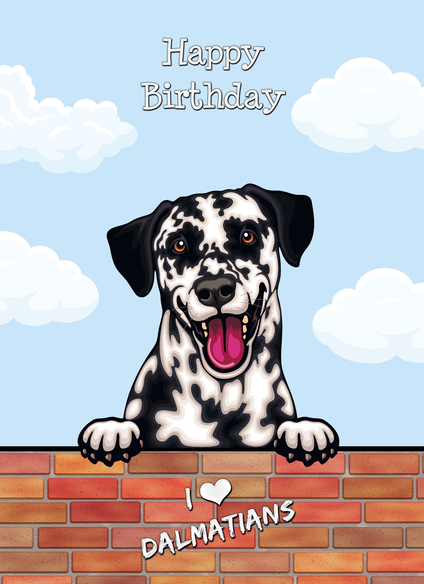 Dalmatian Dog Birthday Card (Art, Clouds)