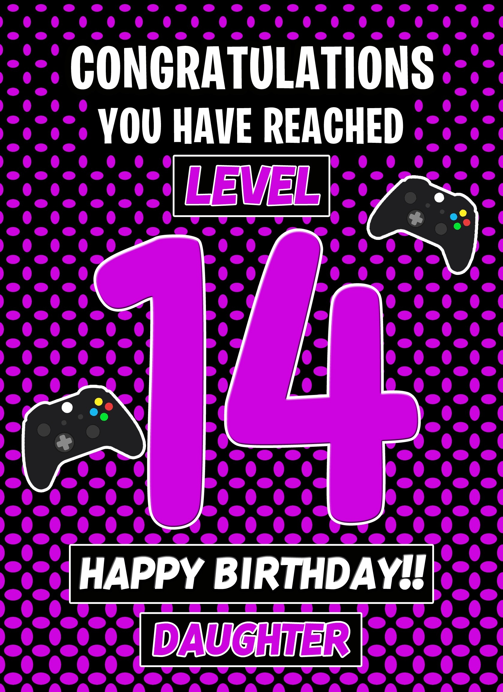 14th Level Gamer Birthday Card (Daughter)
