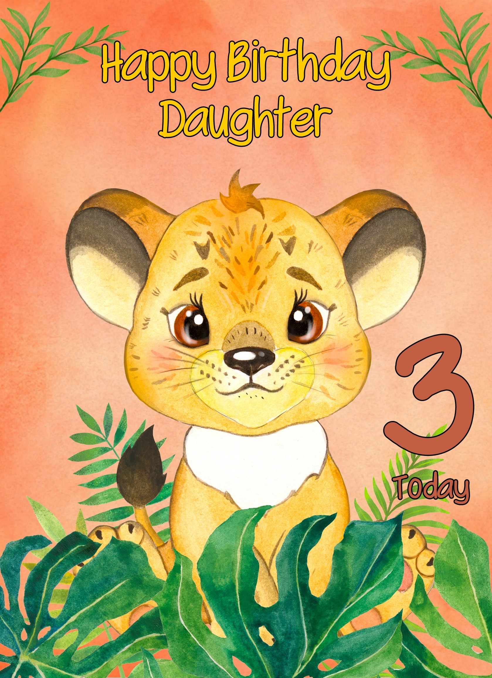 3rd Birthday Card for Daughter (Lion)