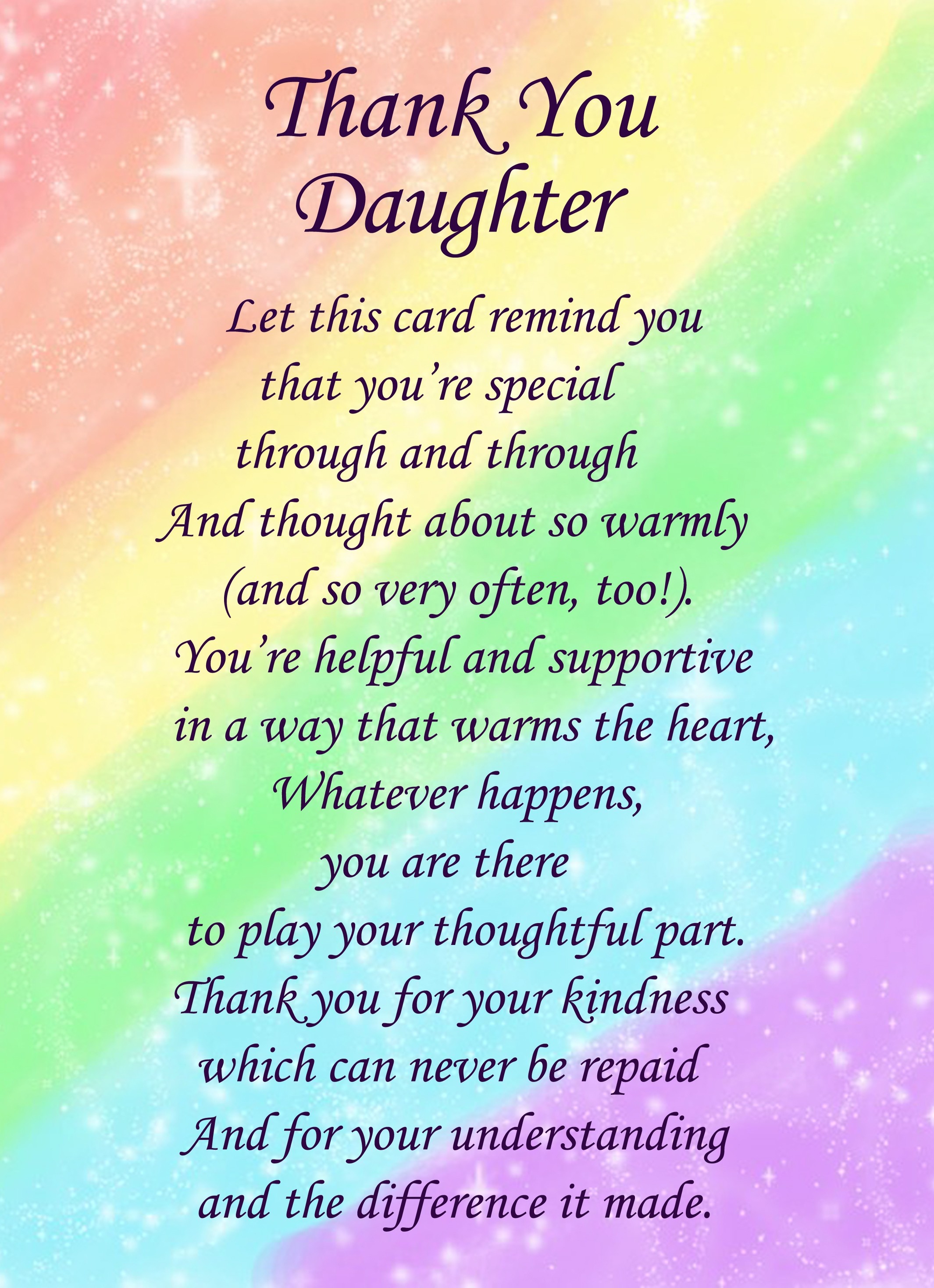 Thank You 'Daughter' Poem Verse Greeting Card