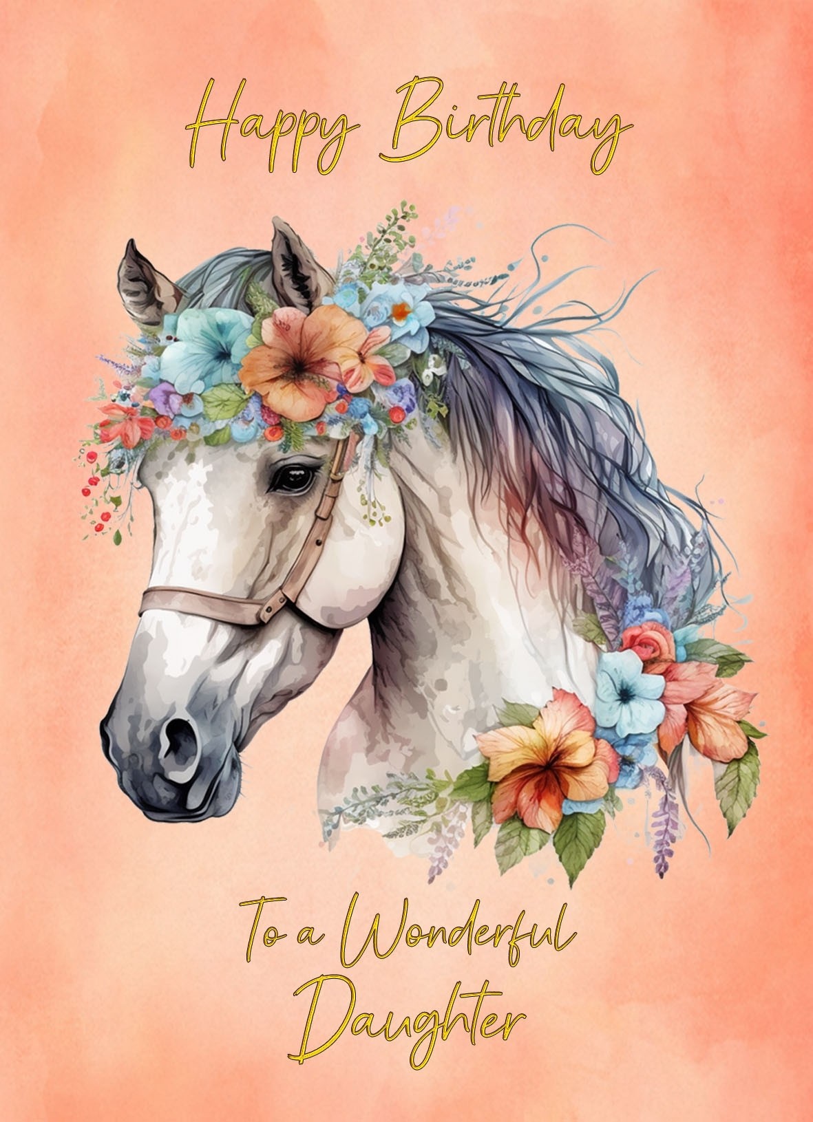Horse Art Birthday Card For Daughter (Design 2)