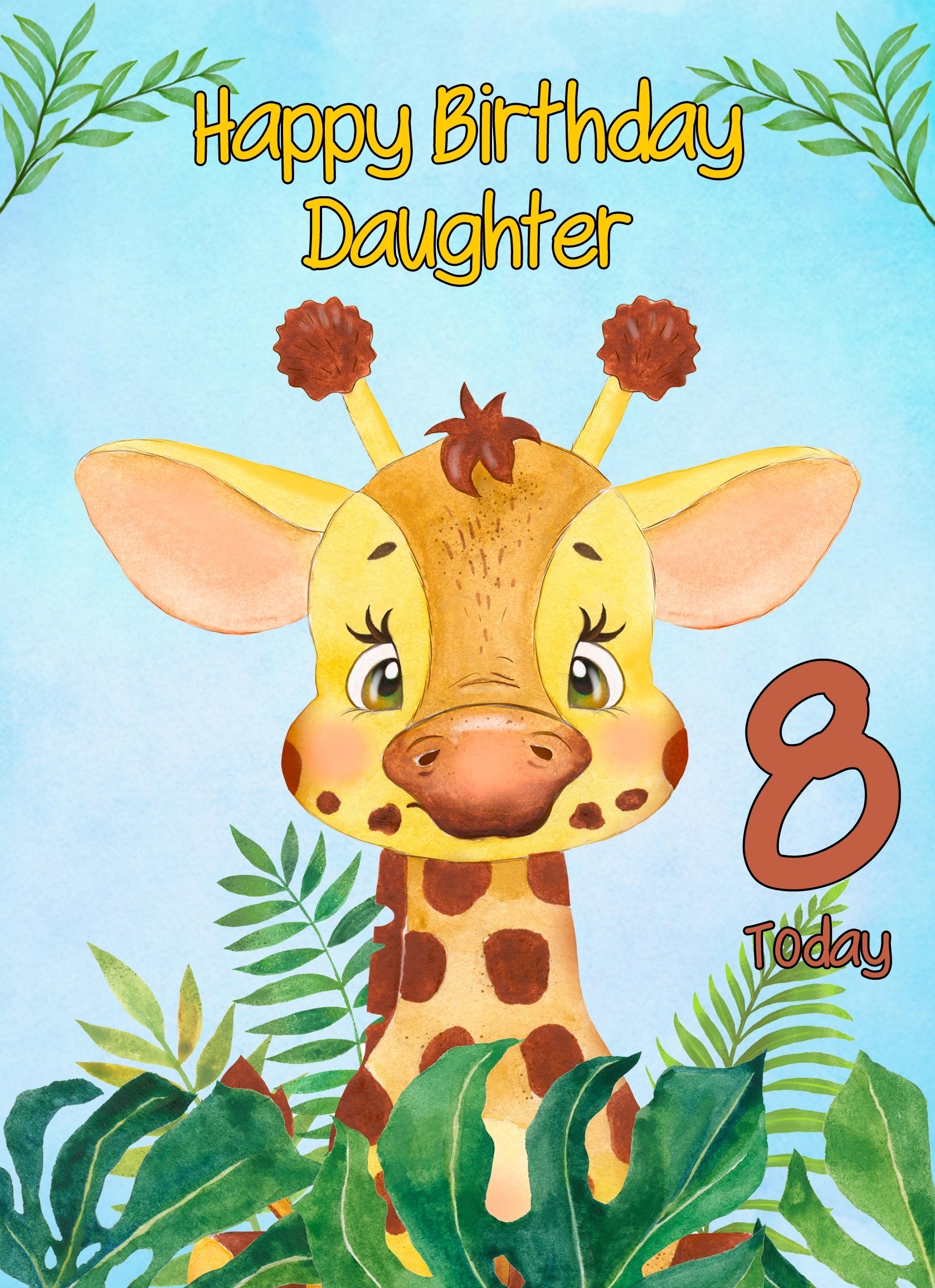 8th Birthday Card for Daughter (Giraffe)