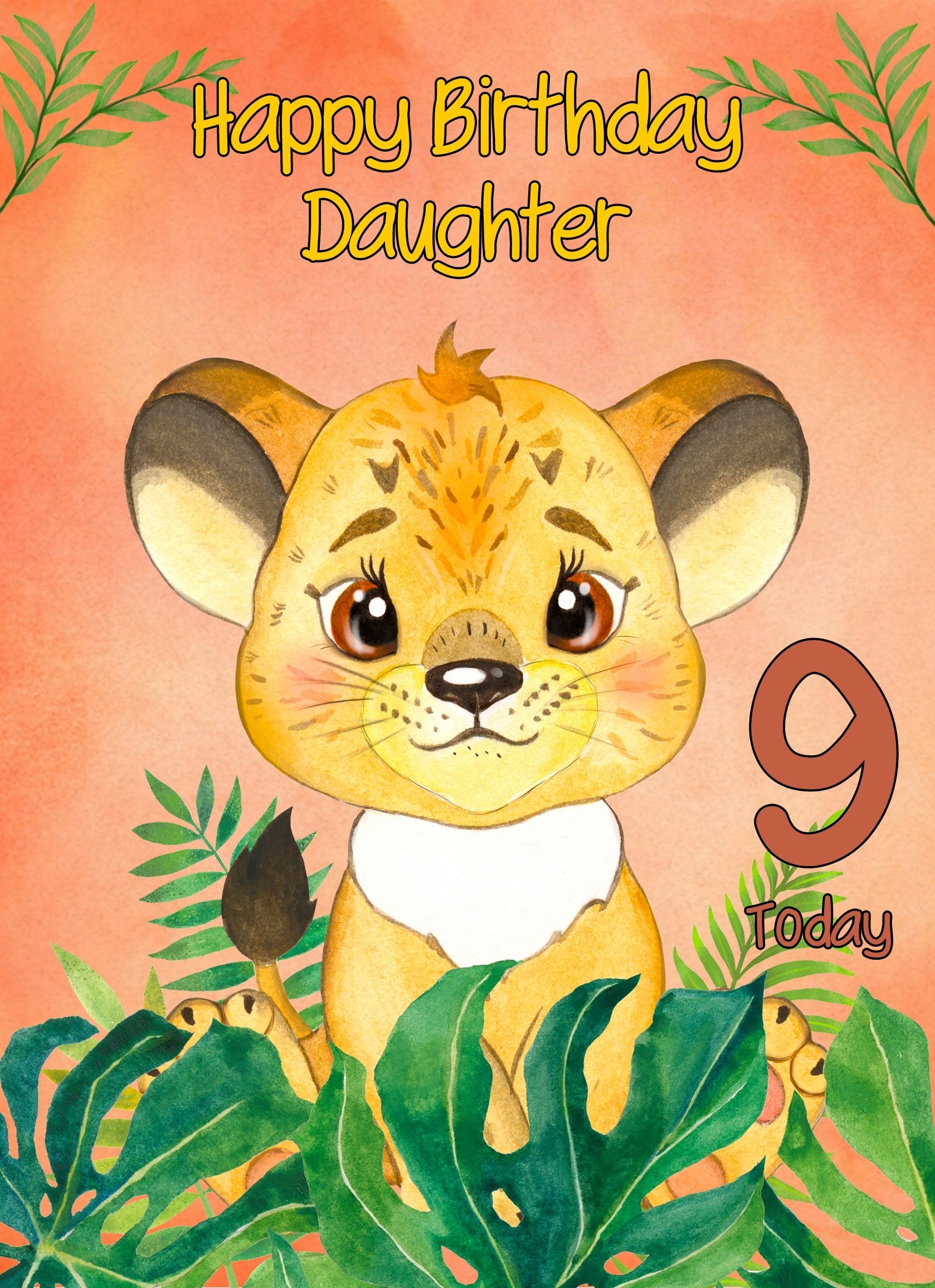 9th Birthday Card for Daughter (Lion)