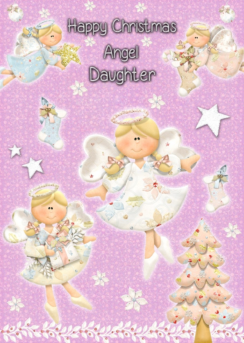 Angel Daughter Christmas Card 'Happy Christmas'