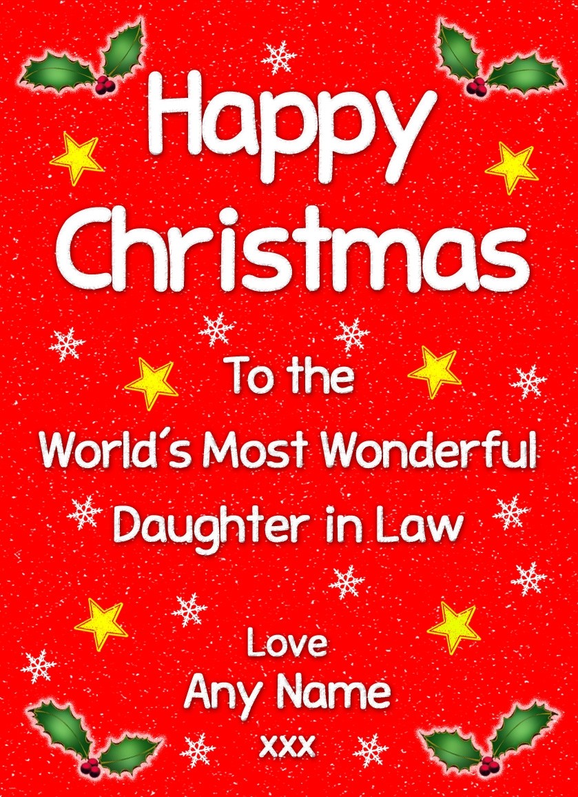 Personalised 'Daughter in Law' Christmas Greeting Card