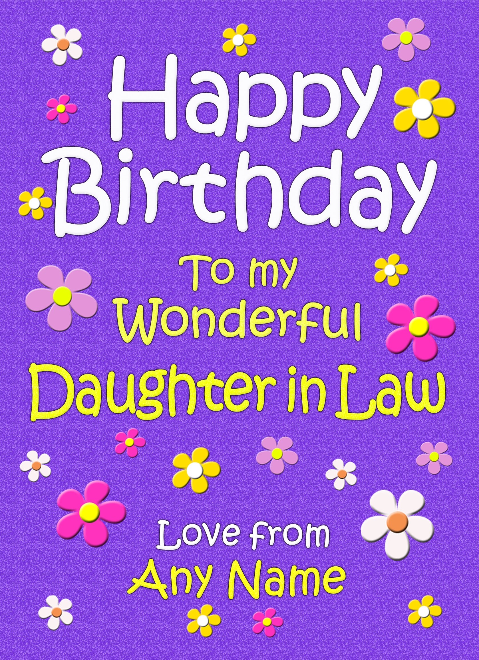 Personalised Daughter in Law Birthday Card (Purple)