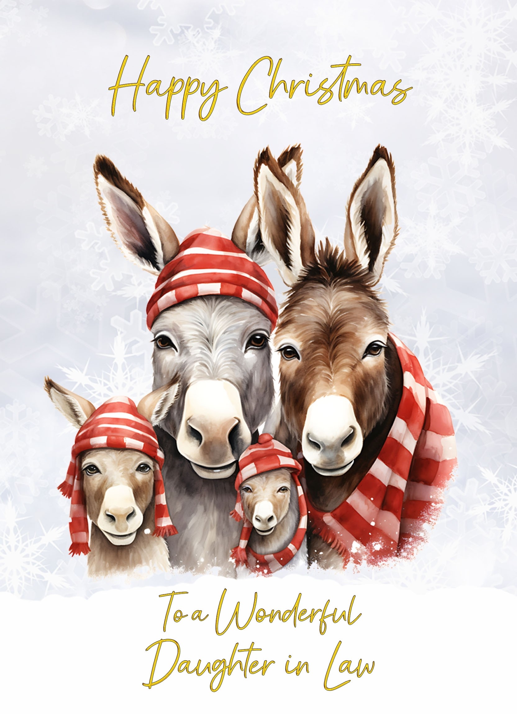 Christmas Card For Daughter in Law (Donkey Family Art)