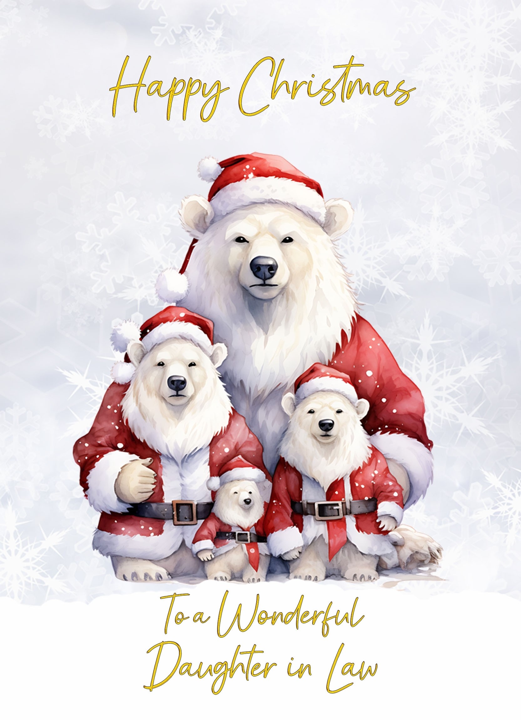 Christmas Card For Daughter in Law (Polar Bear Family Art)