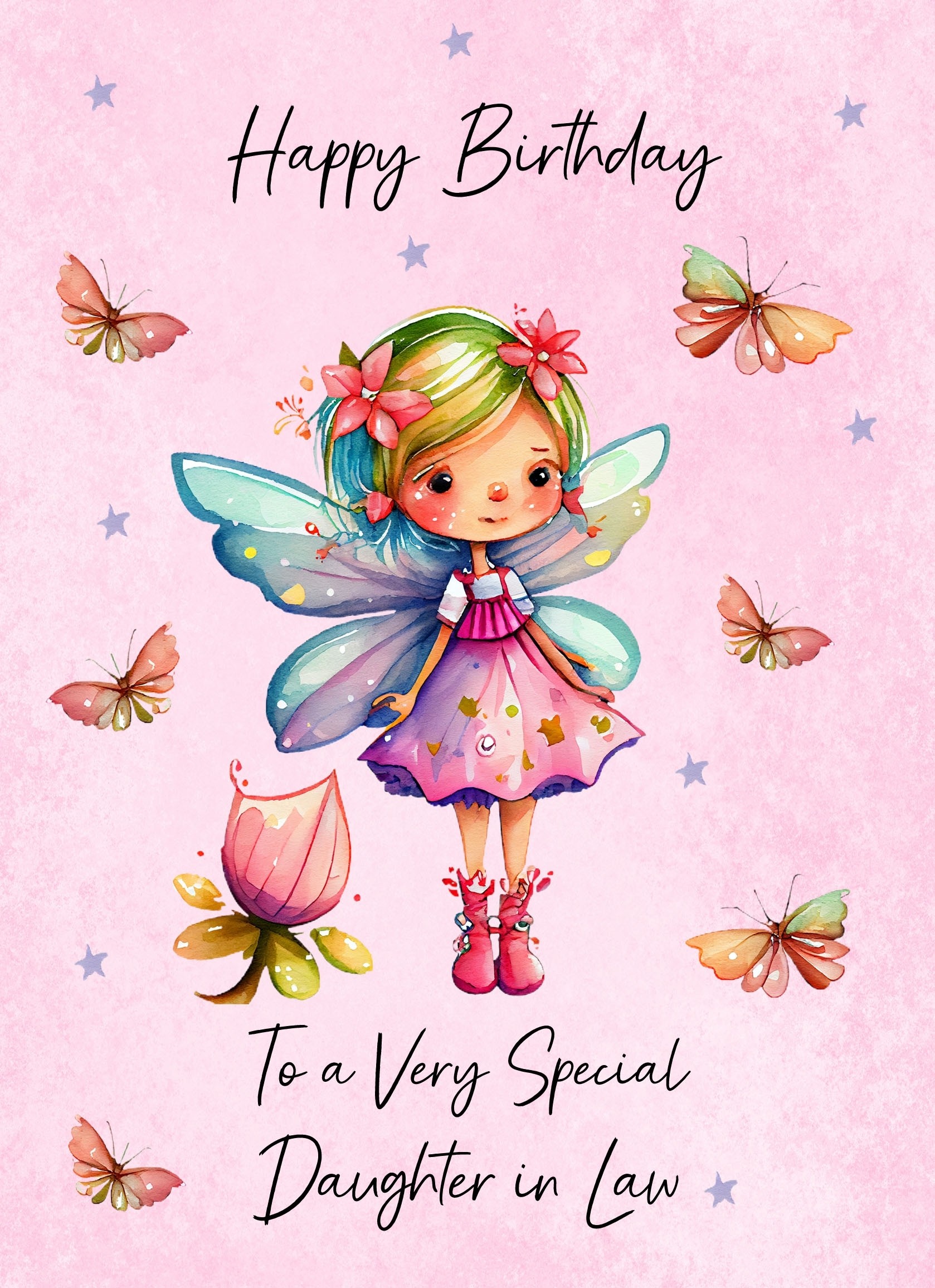 Fairy Art Birthday Card For Daughter in Law