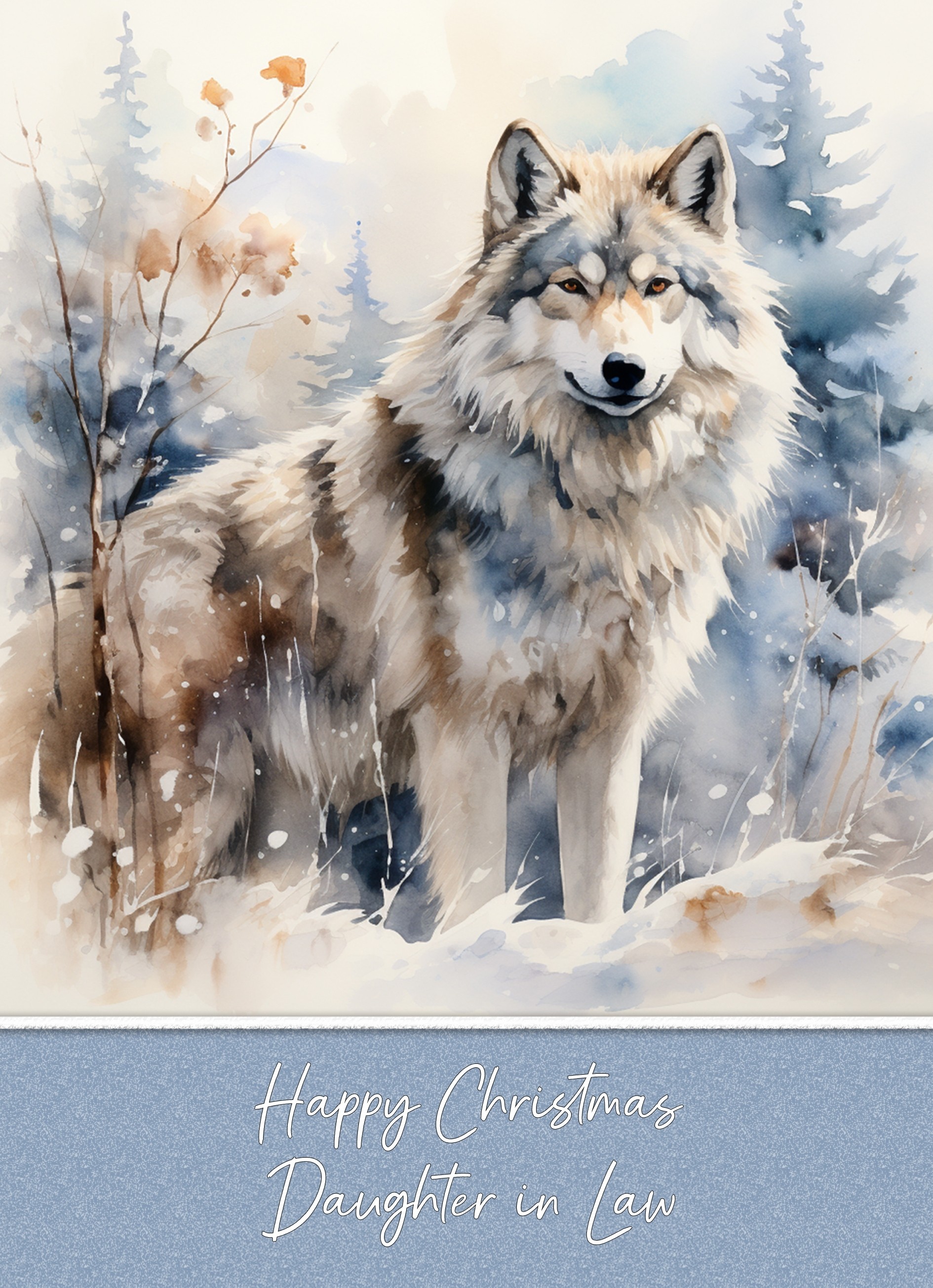 Christmas Card For Daughter in Law (Fantasy Wolf Art)