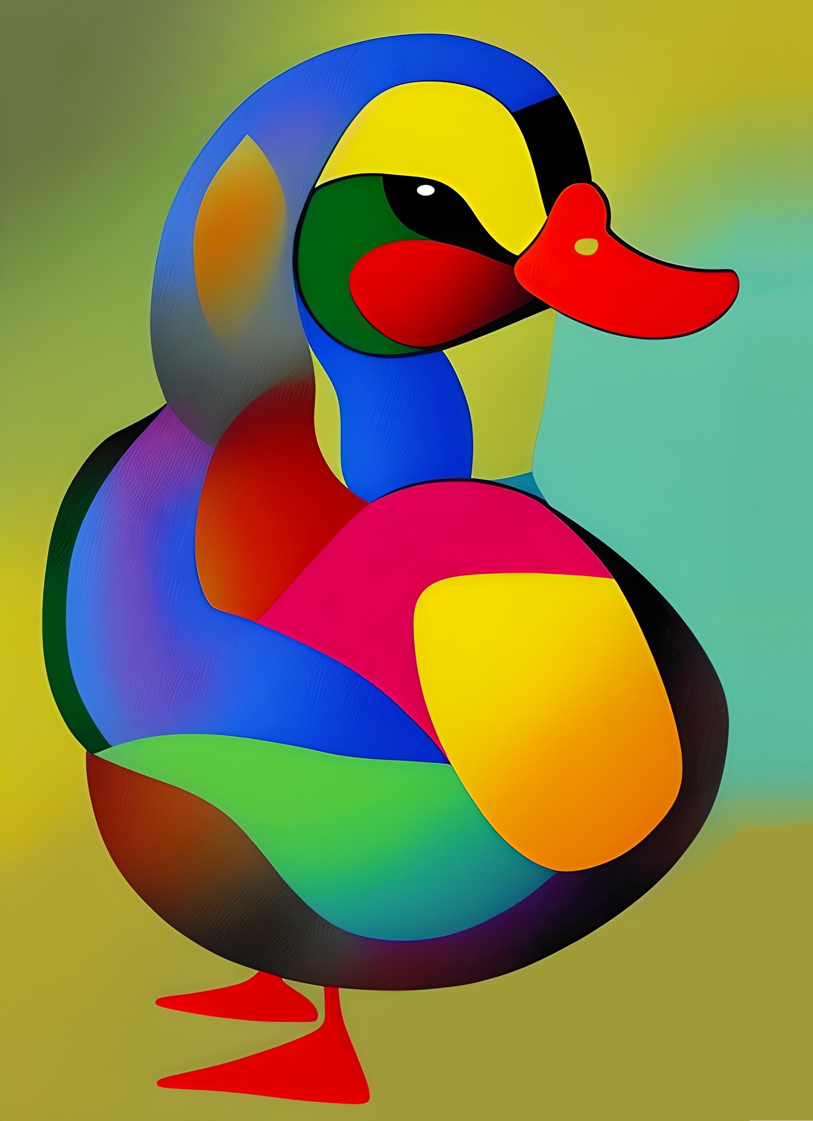 Duck Animal Colourful Abstract Art Blank Greeting Card