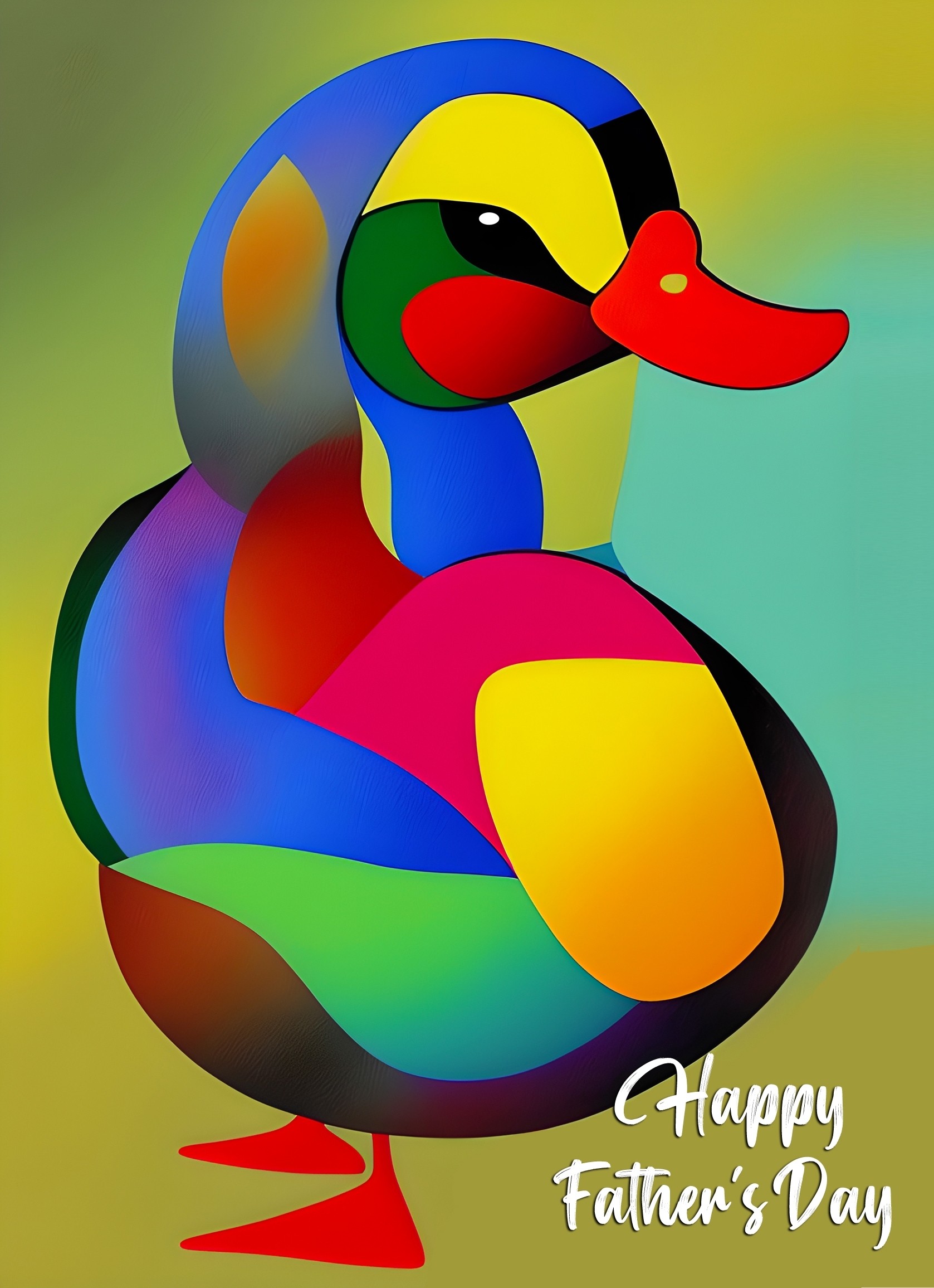 Duck Animal Colourful Abstract Art Fathers Day Card
