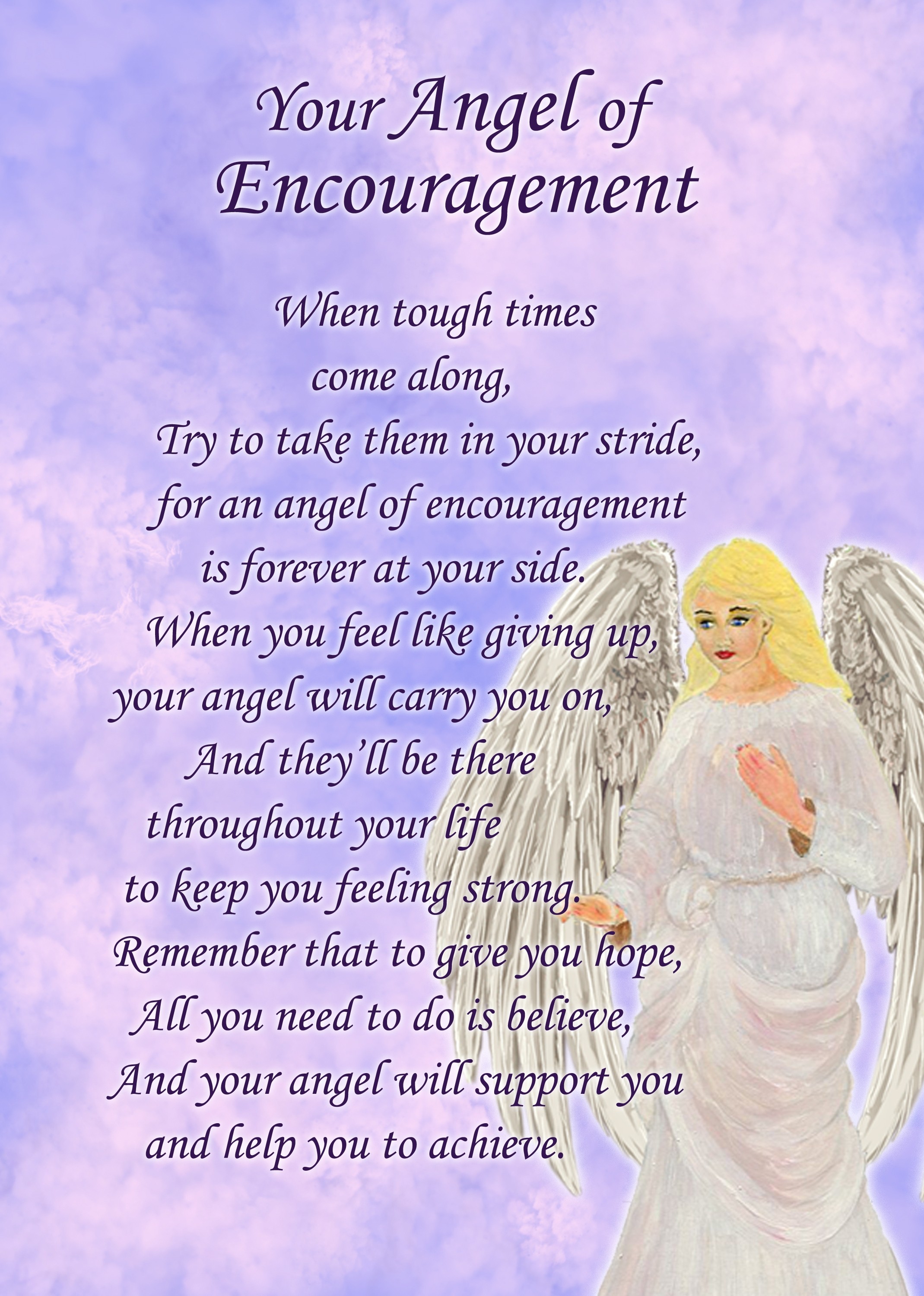 Angel of Encouragement Poem Verse Greeting Card
