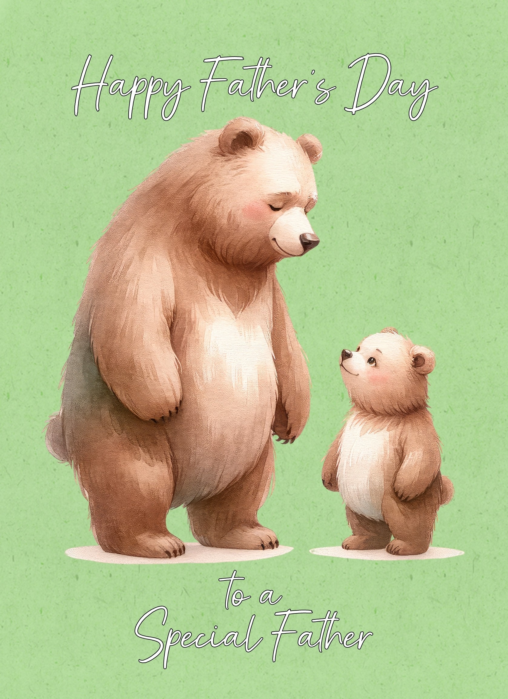 Father and Child Bear Art Fathers Day Card For Father (Design 2)