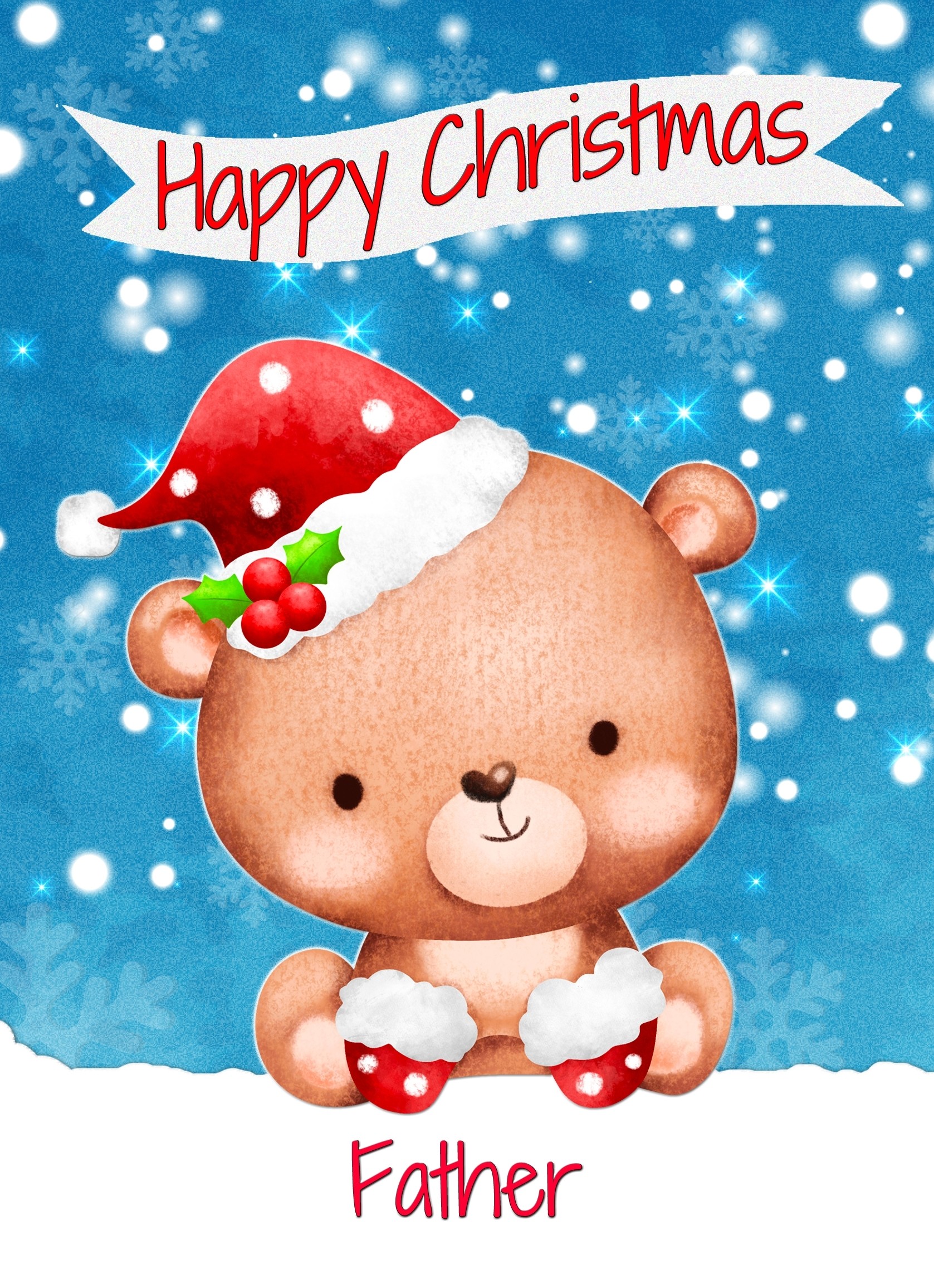 Christmas Card For Father (Happy Christmas, Bear)