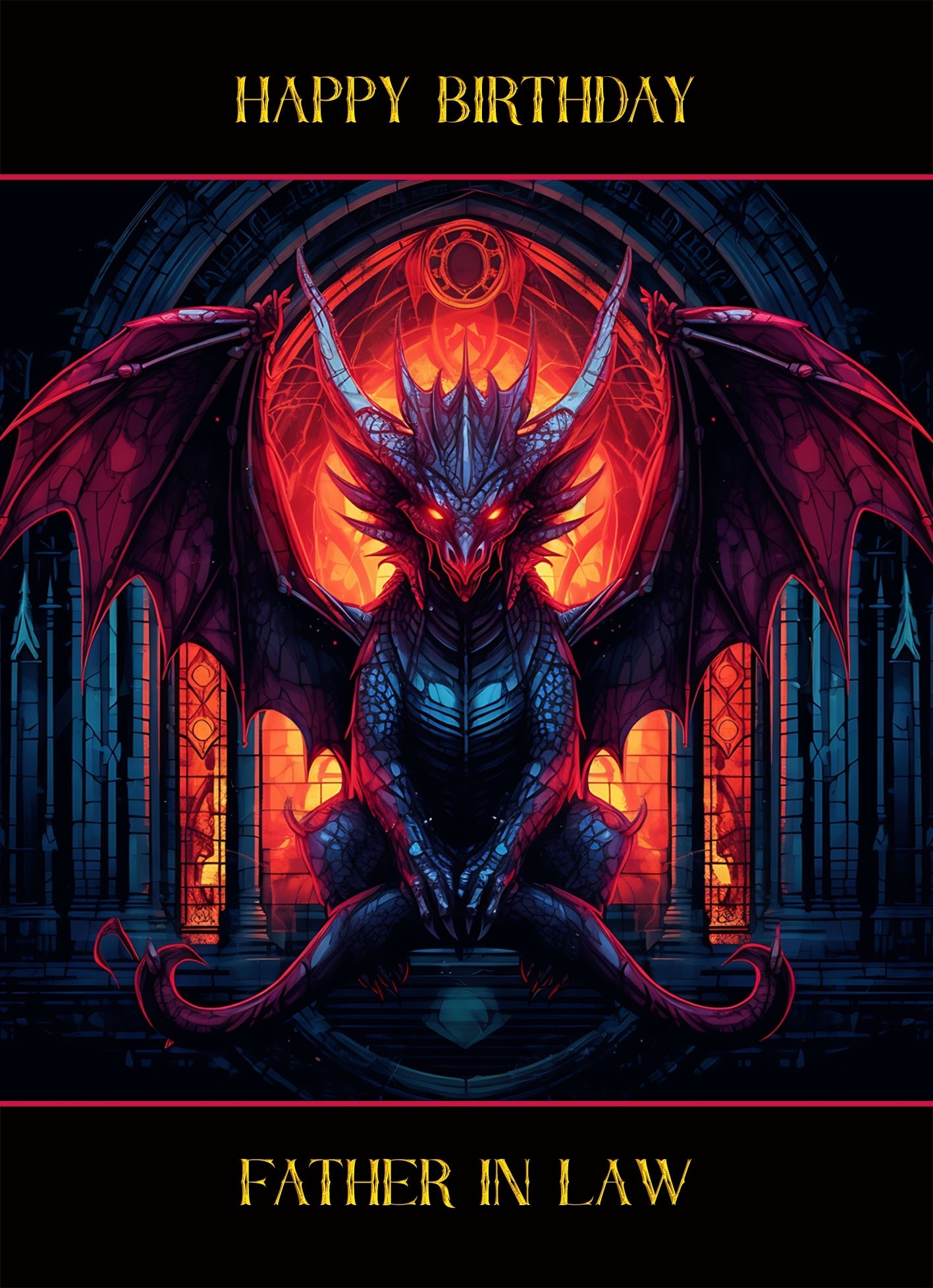 Gothic Fantasy Dragon Birthday Card For Father in Law (Design 3)