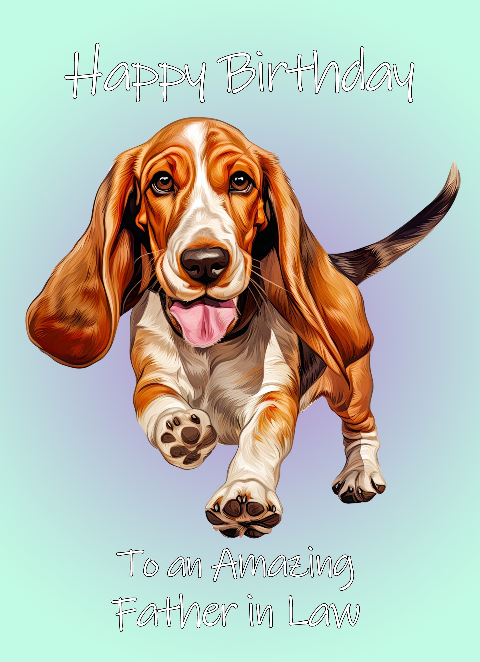 Basset Hound Dog Birthday Card For Father in Law