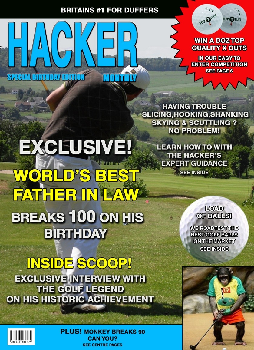 Golf 'Hacker' Father in Law Funny Birthday Card Magazine Spoof