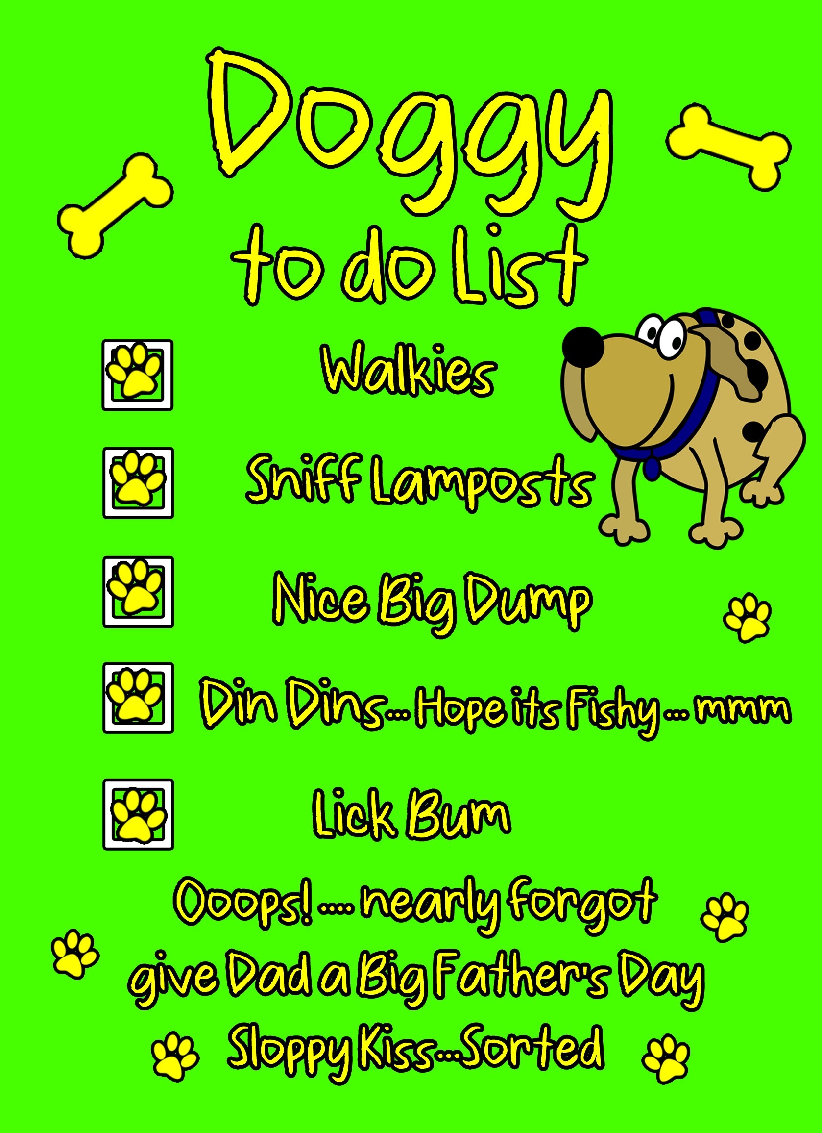 Doggy To Do List Funny Fathers Day Card (Dad)