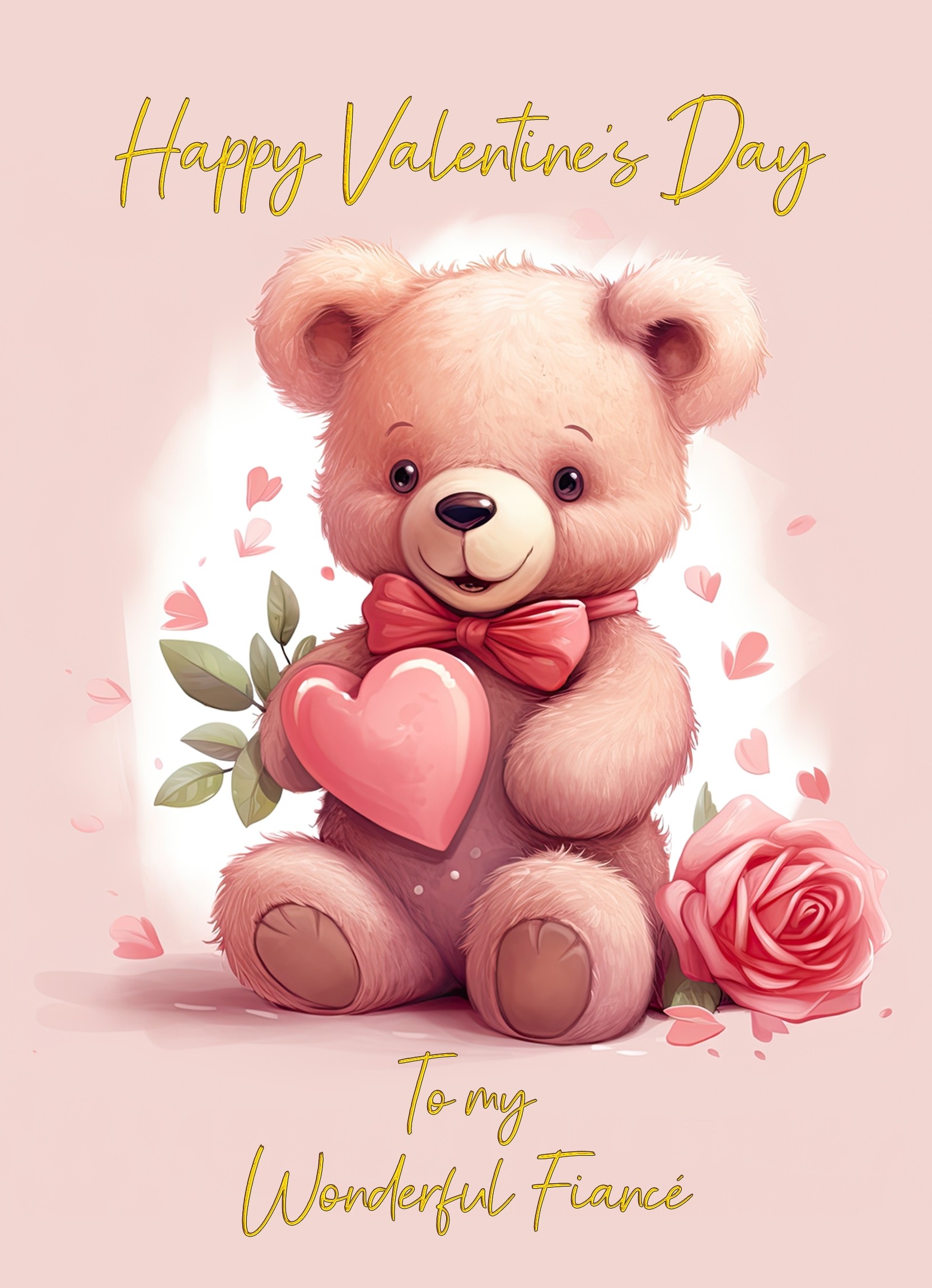 Valentines Day Card for Fiance (Cuddly Bear, Design 4)