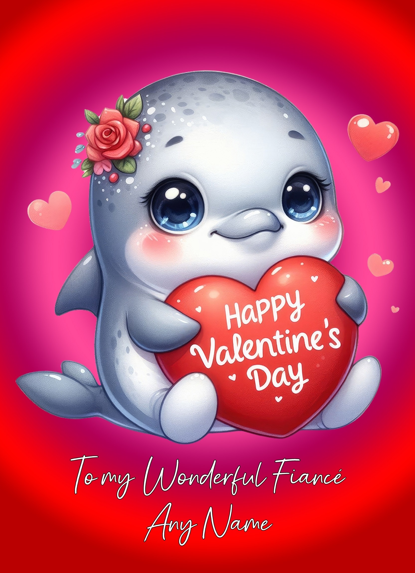 Personalised Valentines Day Card for Fiance (Dolphin)