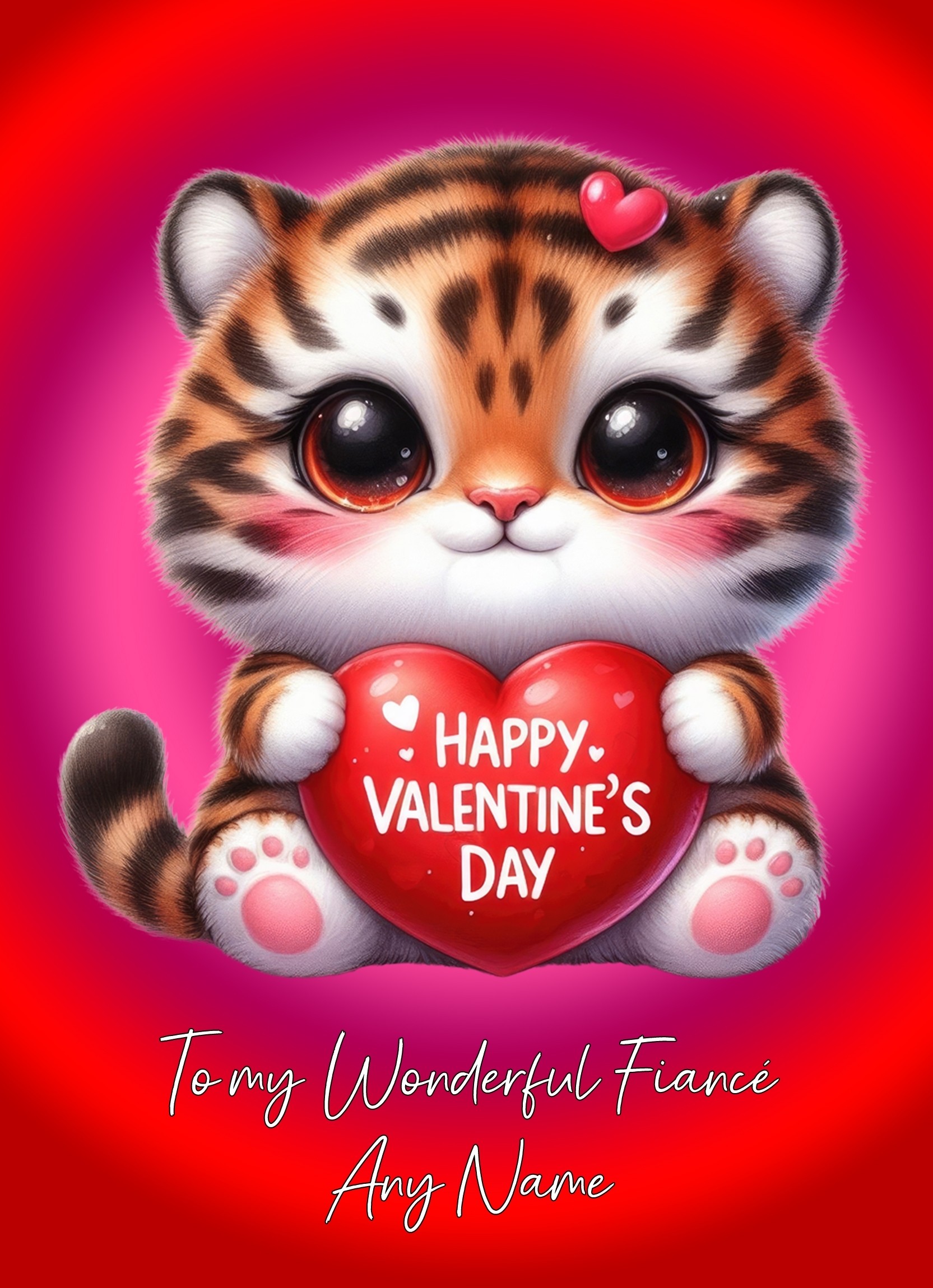 Personalised Valentines Day Card for Fiance (Tiger)