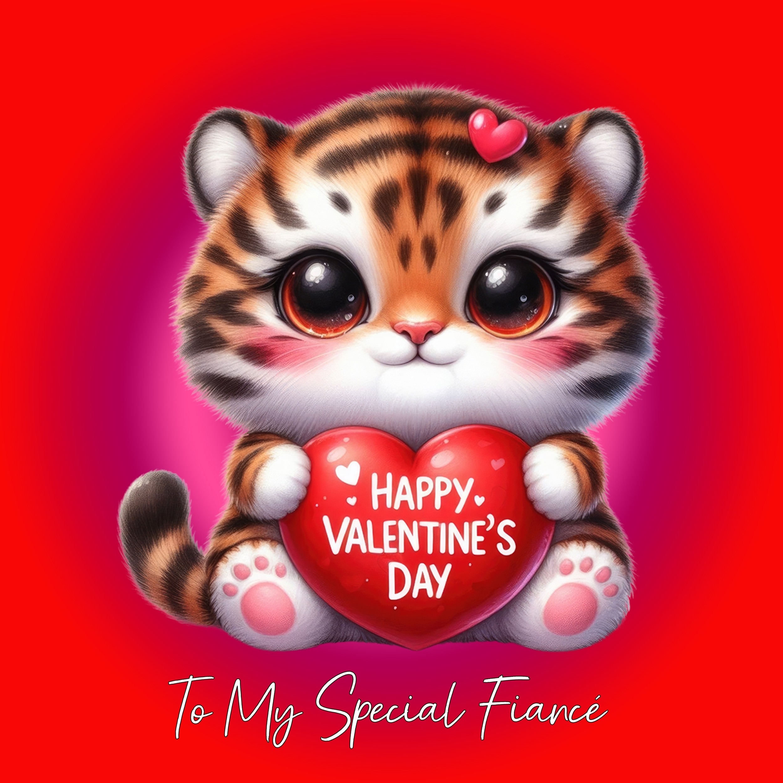 Valentines Day Square Card for Fiance (Tiger)