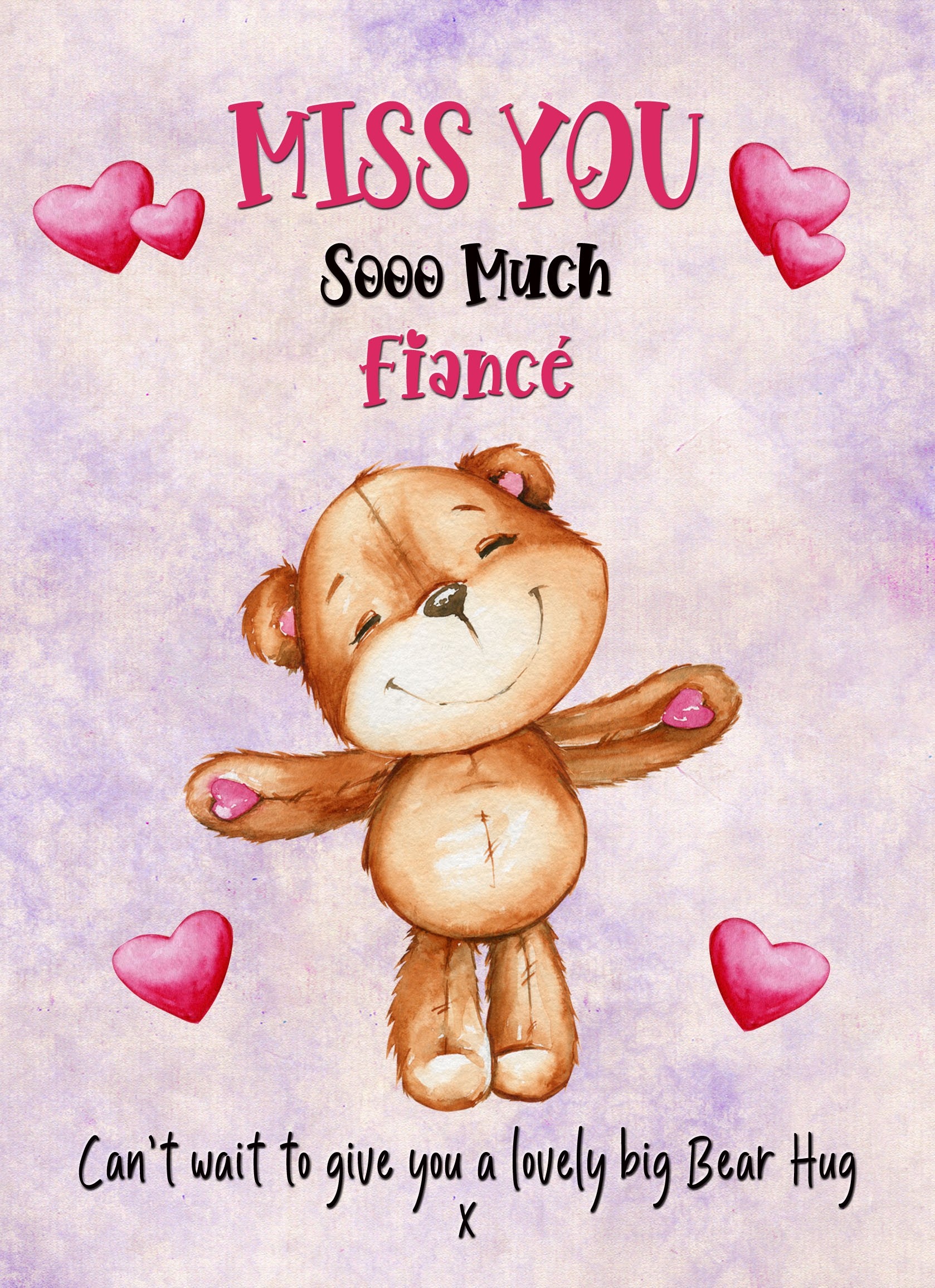 Missing You Card For Fiance (Hearts)