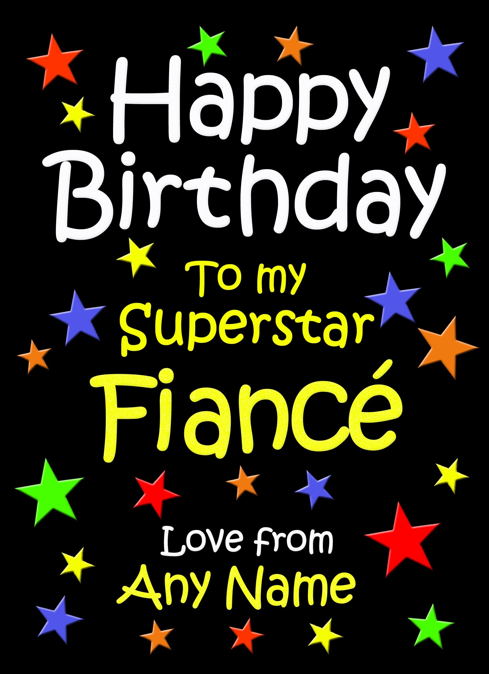 Personalised Fiance Birthday Card (Black)