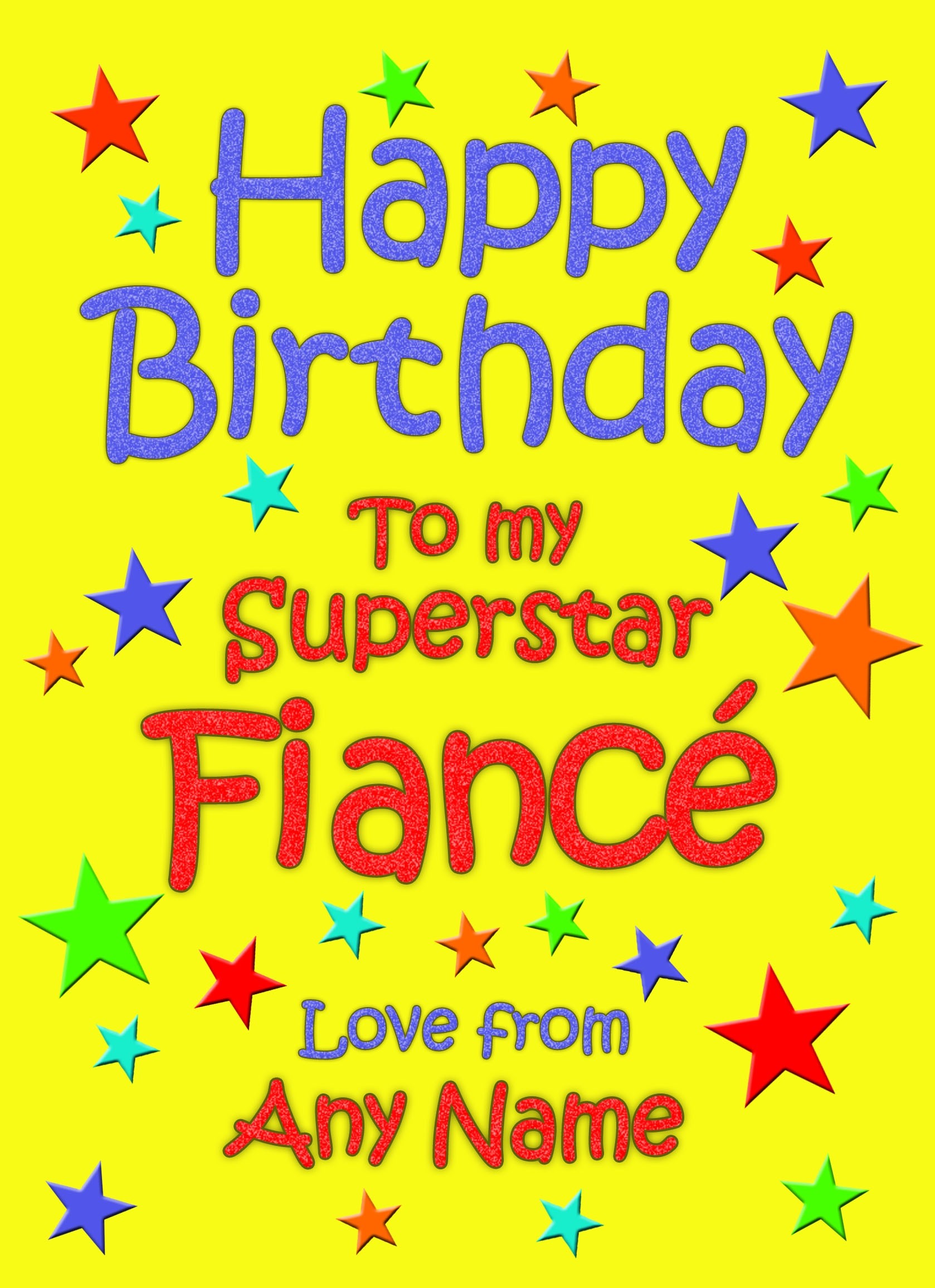 Personalised Fiance Birthday Card (Yellow)