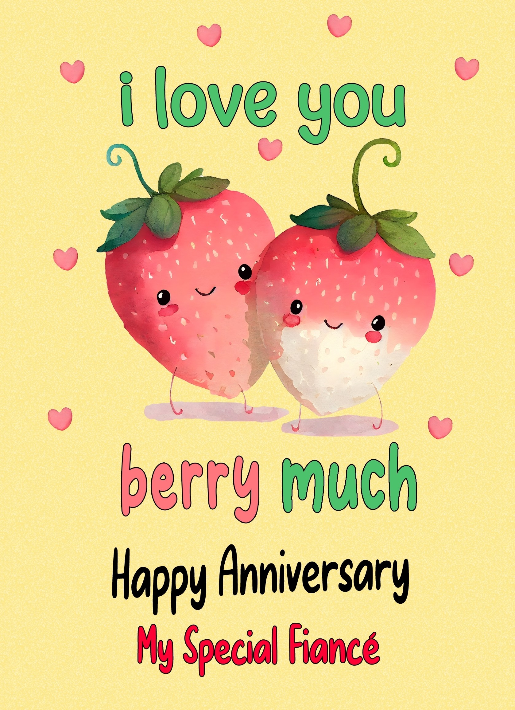 Funny Pun Romantic Anniversary Card for Fiance (Berry Much)