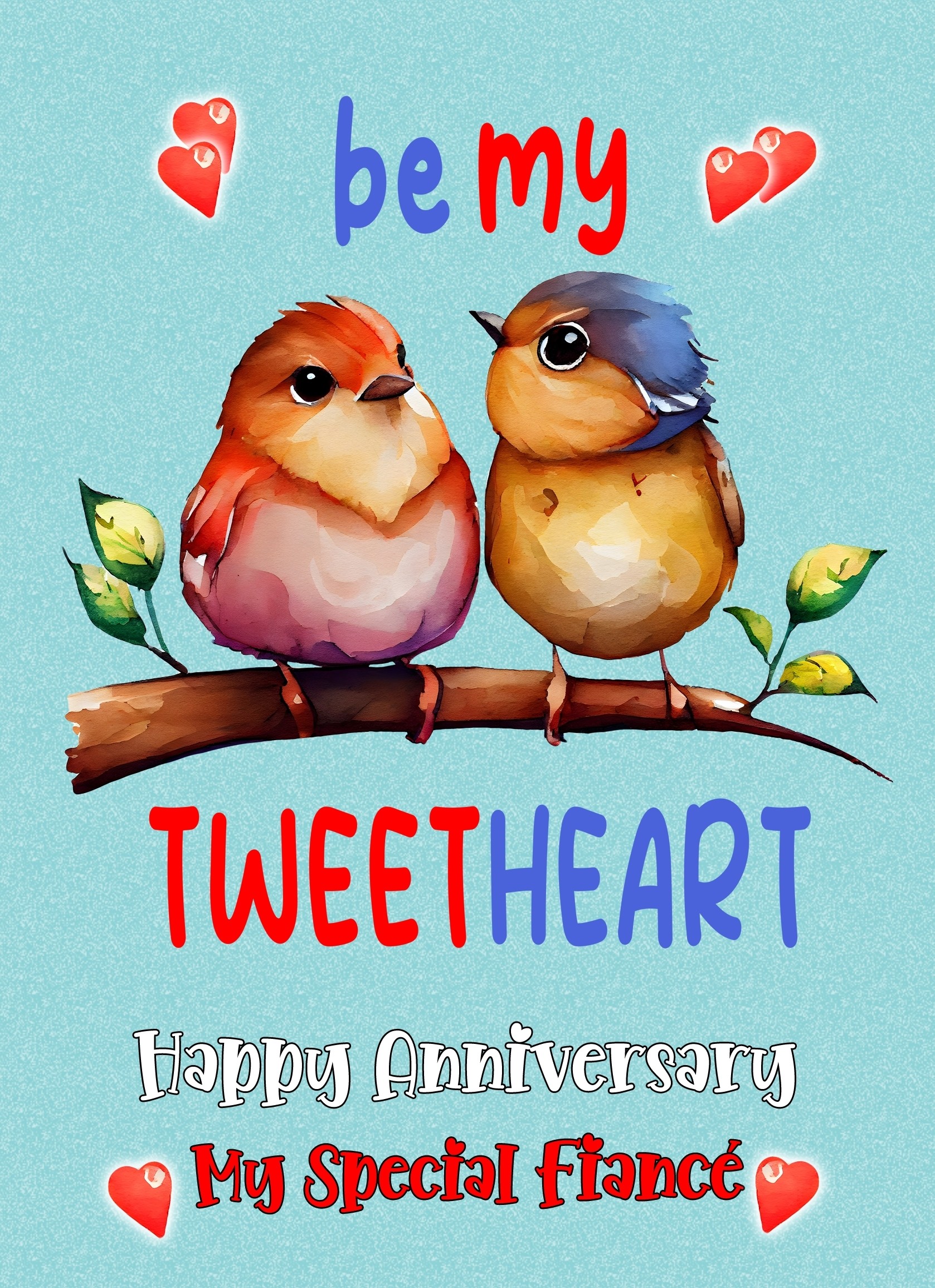 Funny Pun Romantic Anniversary Card for Fiance (Tweetheart)