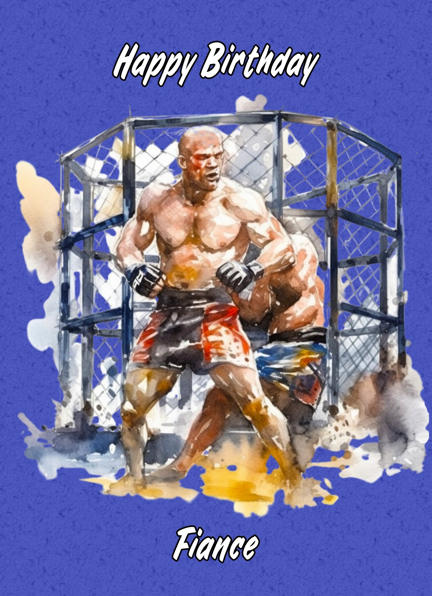Mixed Martial Arts Birthday Card for Fiance (MMA, Design 1)